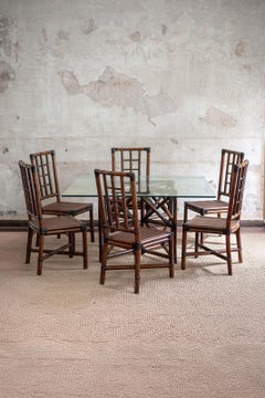 Bamboo and Glass Dining Set – 1970s