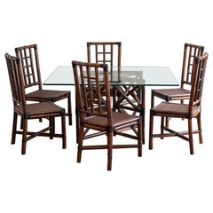 Bamboo and Glass Dining Set – 1970s