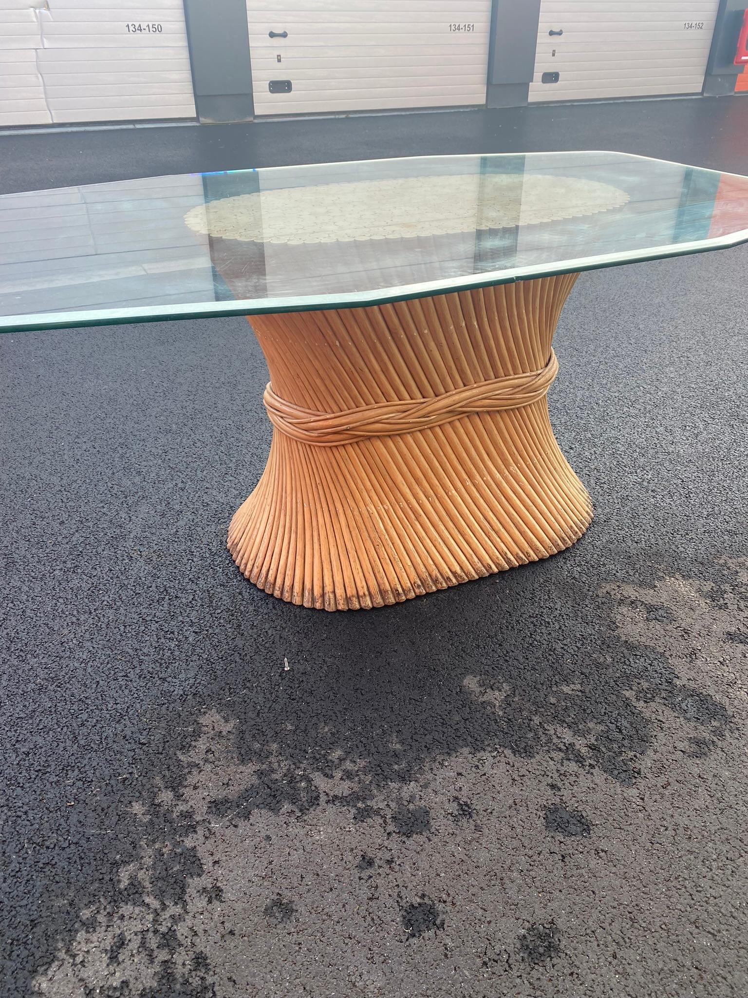 French Elinor and John Mc GUIRE , Bamboo and Glass Dining Table circa 1970 For Sale