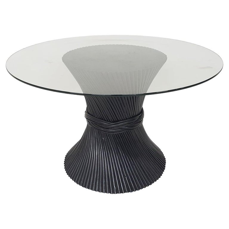 Bamboo and Glass McGuire "Wheet" Dining Table, U.S.A, 1970's For Sale