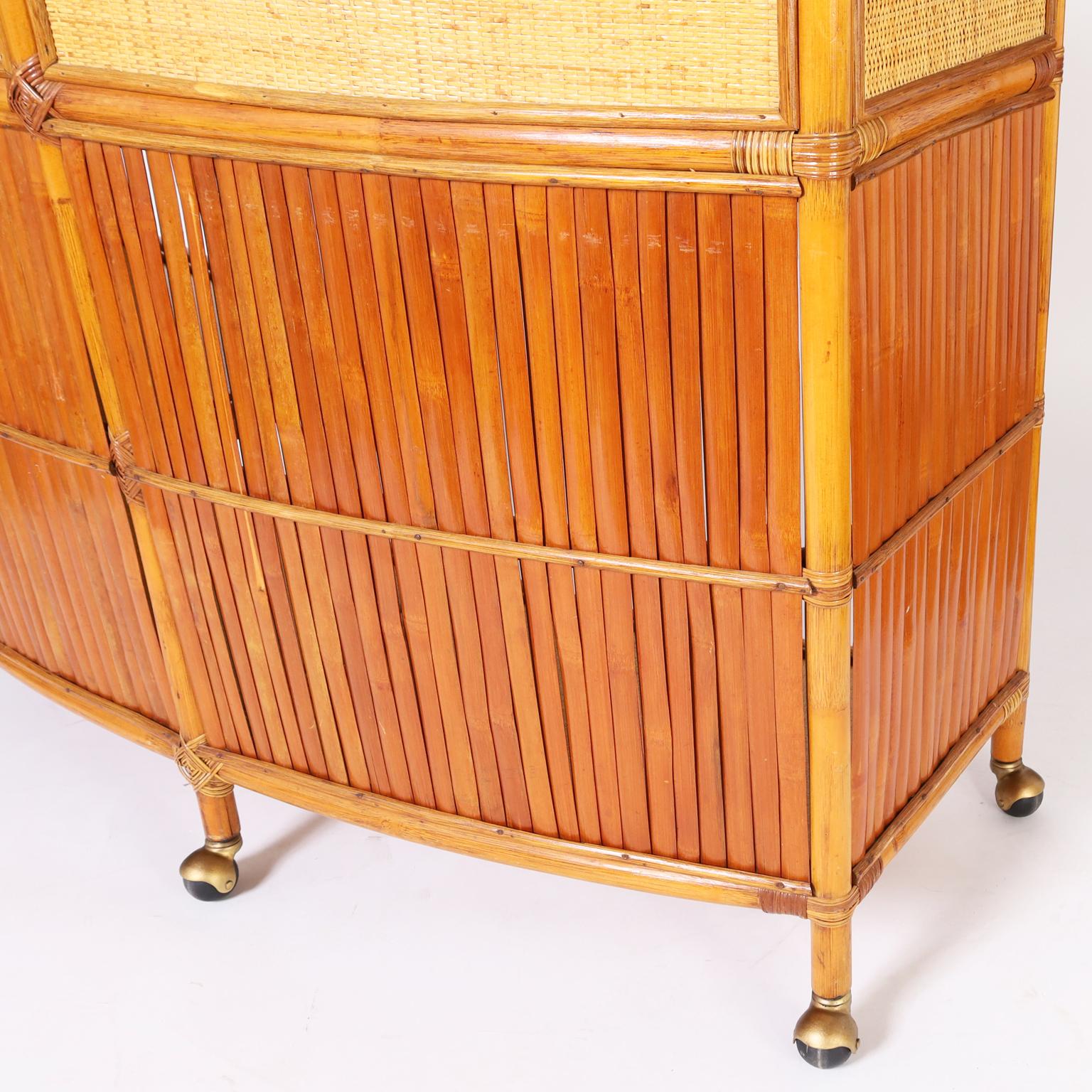 20th Century Bamboo and Grasscloth Bar For Sale
