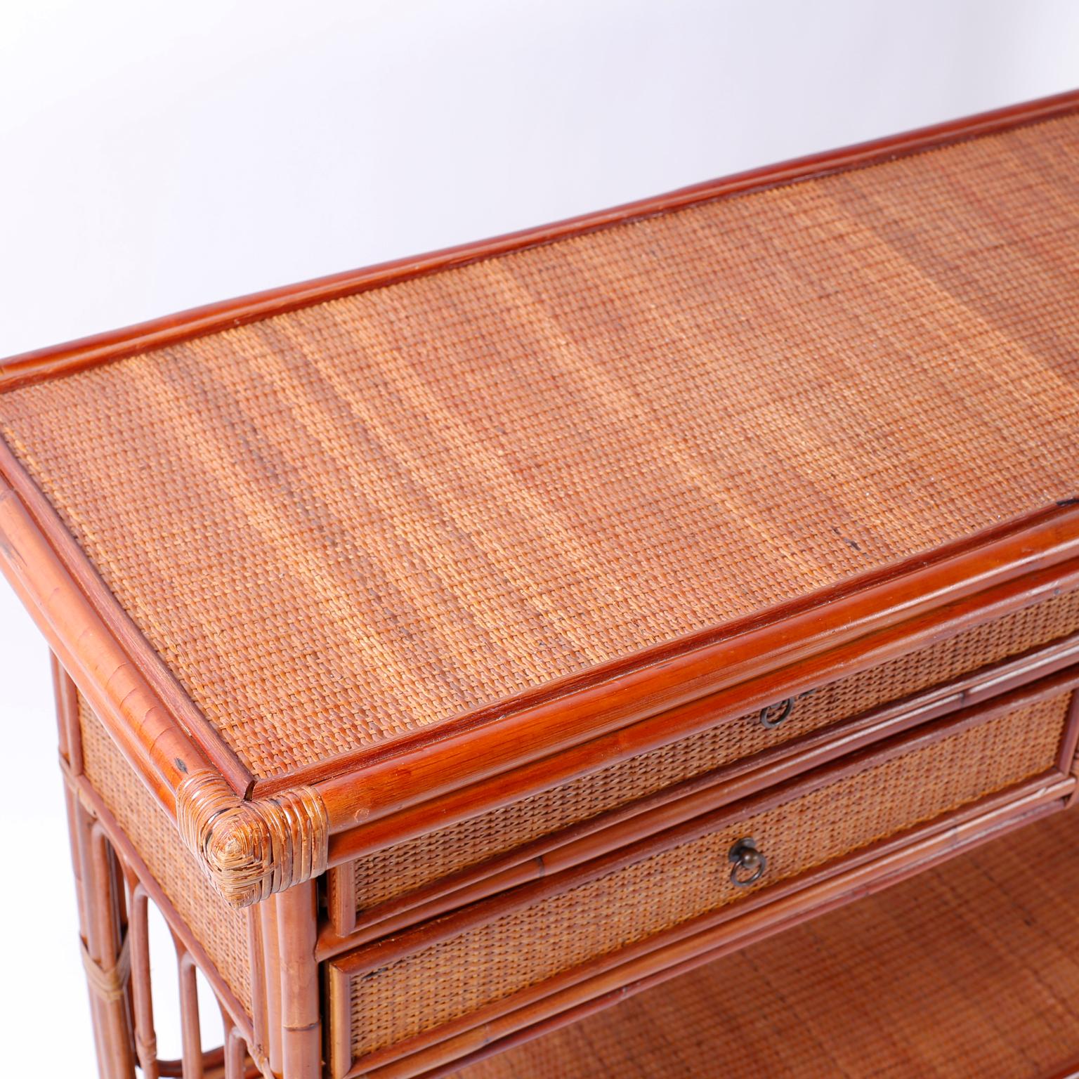 20th Century Bamboo and Grasscloth British Colonial Server