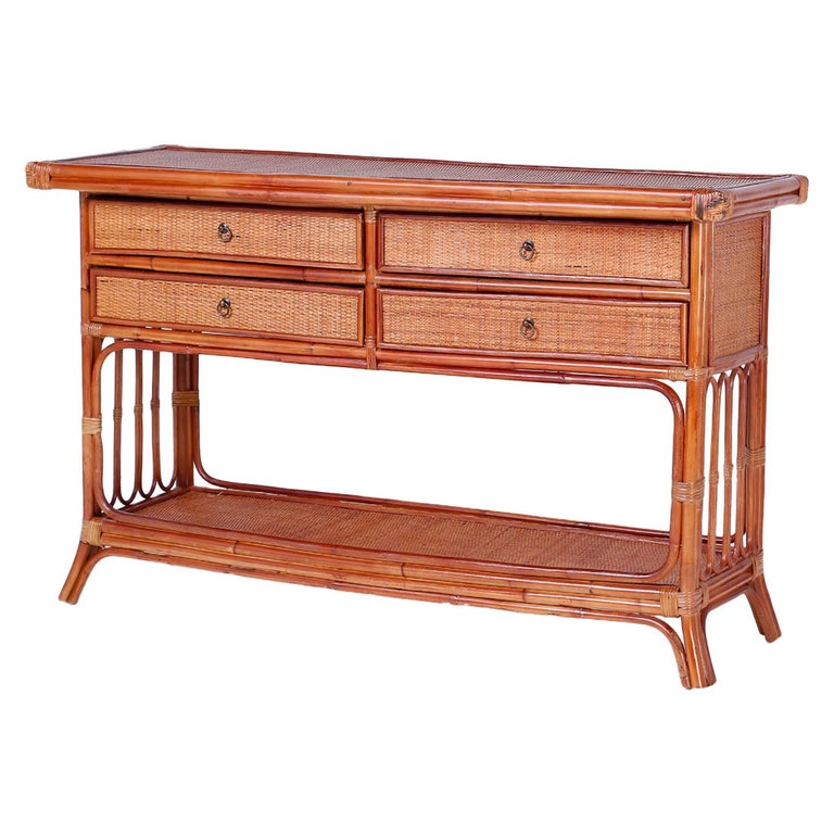 Bamboo and Grasscloth British Colonial Server at 1stDibs