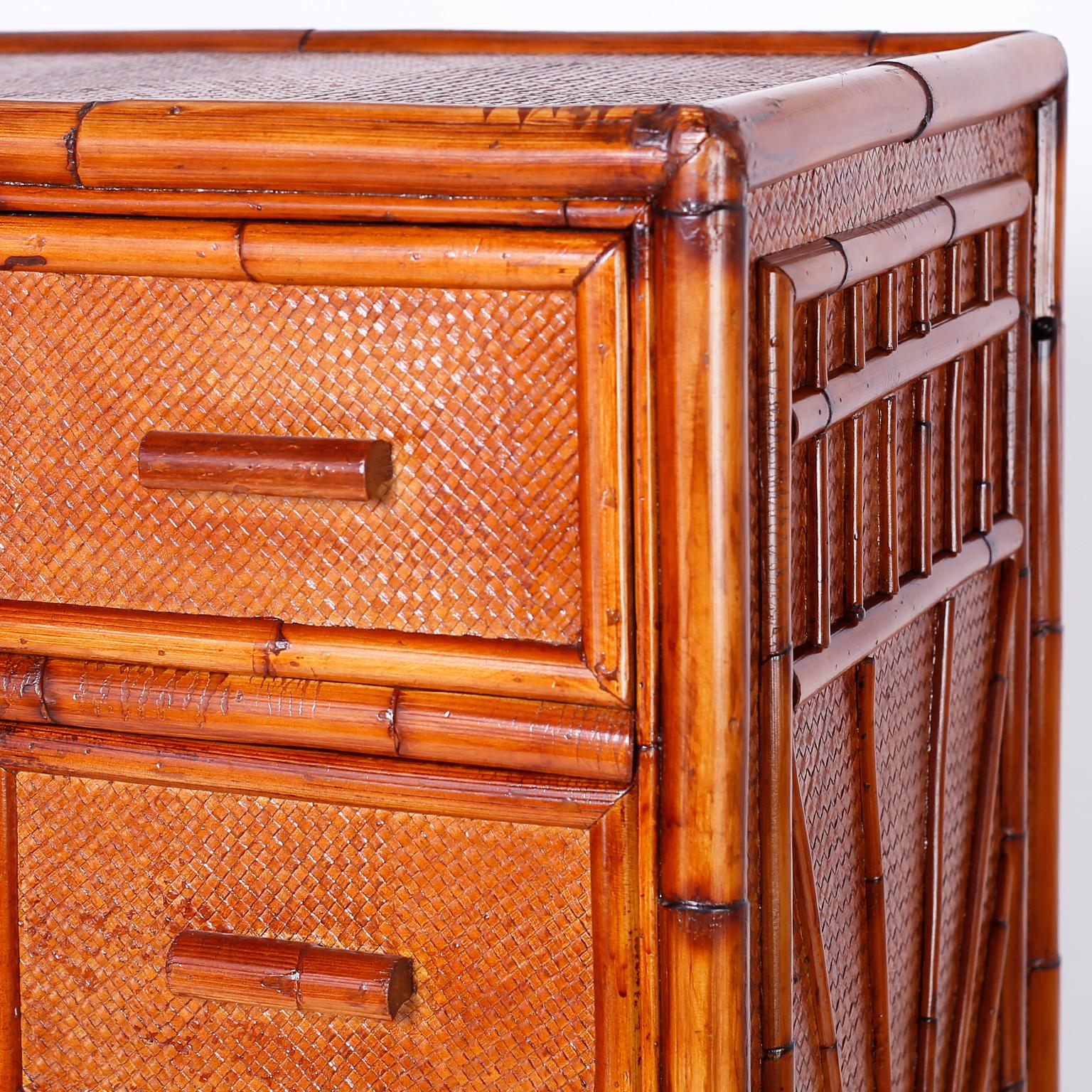 Bamboo and Grasscloth Chest of Drawers In Good Condition For Sale In Palm Beach, FL