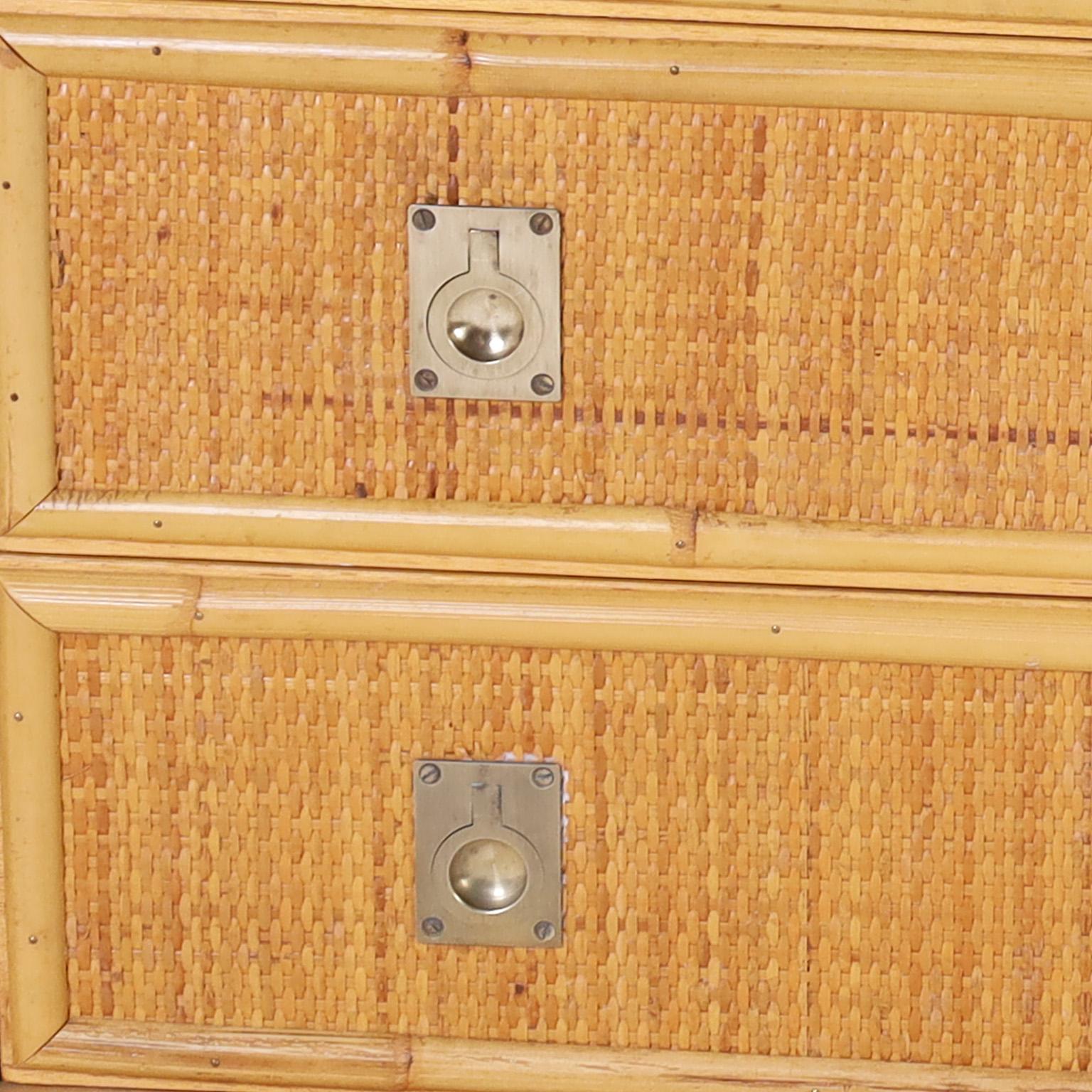 Bamboo and Grasscloth Chest of Drawers 1