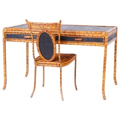 Bamboo and Grasscloth Desk and Chair