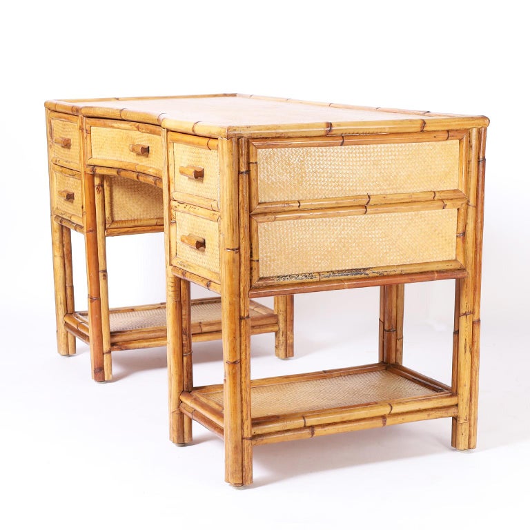 Bamboo and Grasscloth Desk For Sale at 1stDibs
