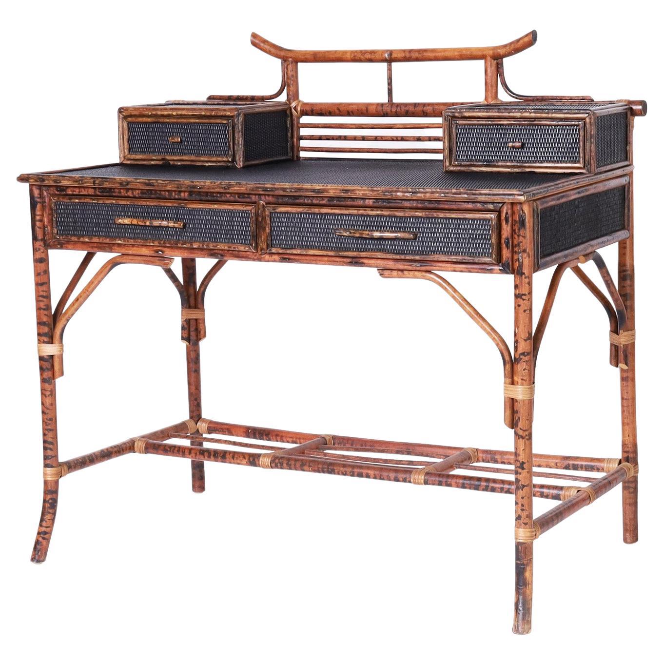 Bamboo and Grasscloth Pagoda Desk