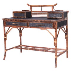 Bamboo and Grasscloth Pagoda Desk