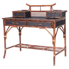 Bureau pagode en bambou et toile de gazon