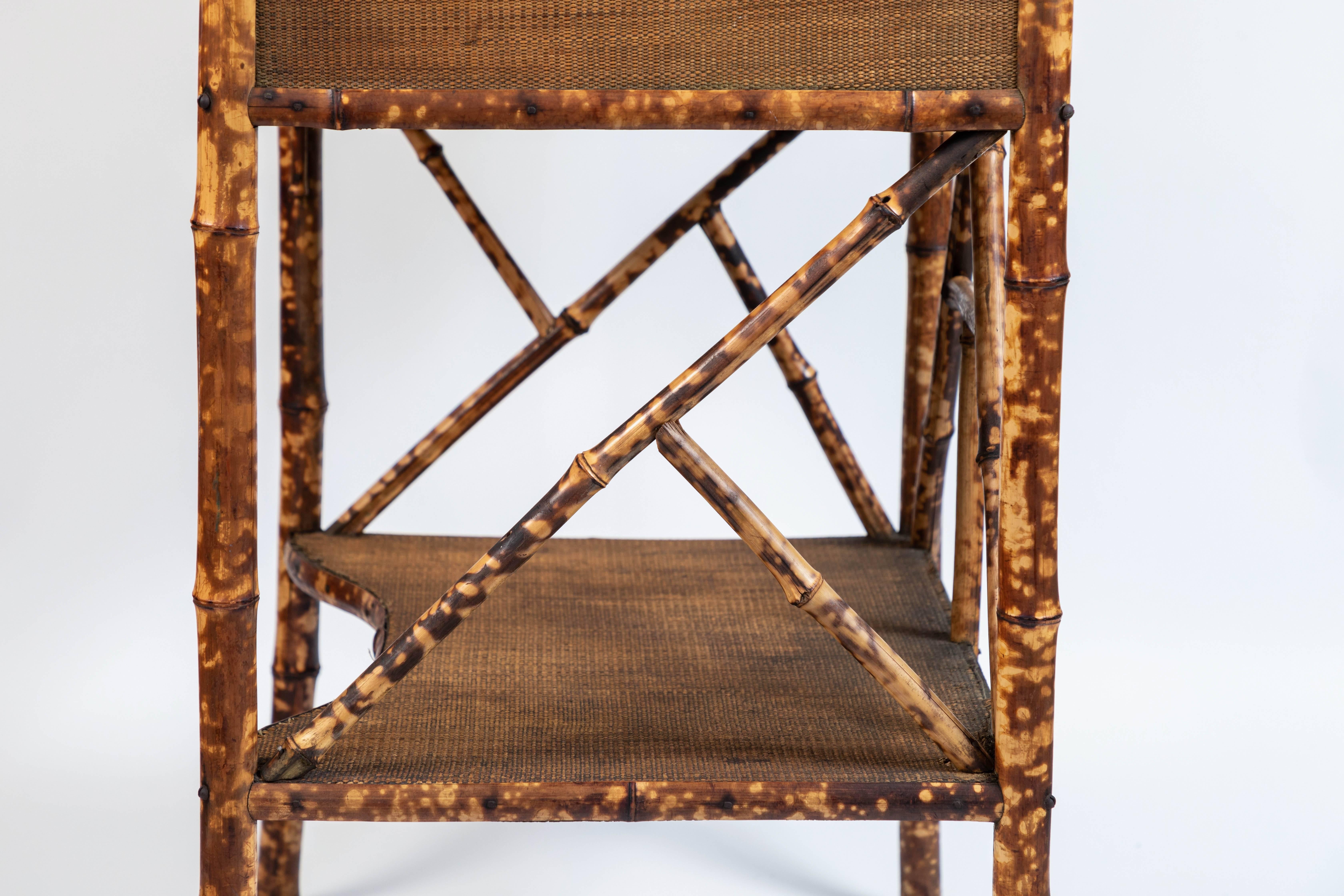 Ball and Stick Bamboo and Grasscloth Secretary Desk, circa 1890s 3