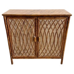 Bamboo and Grasscloth Vintage Two Door Cabinet