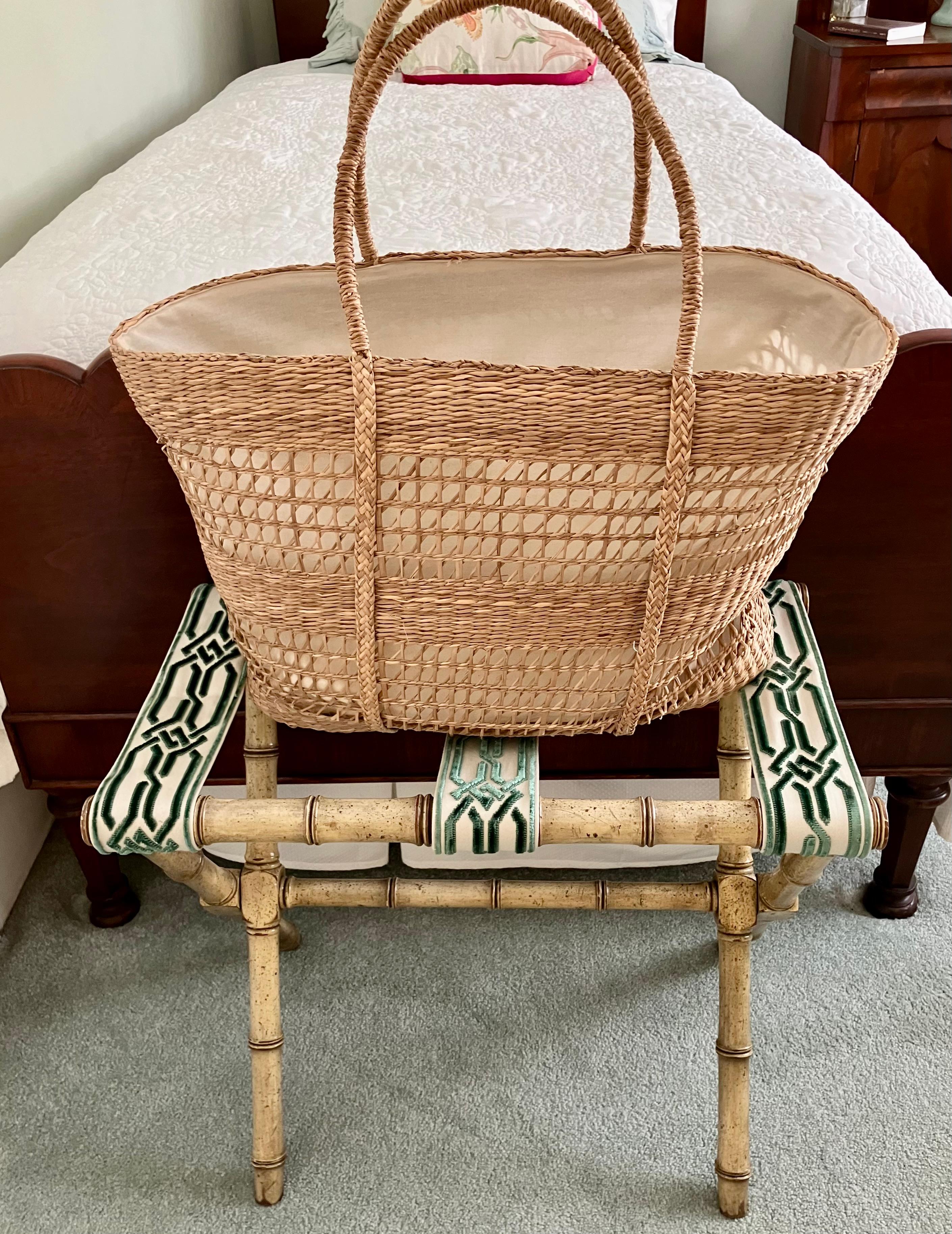 American Bamboo and Green Velvet Luggage Rack