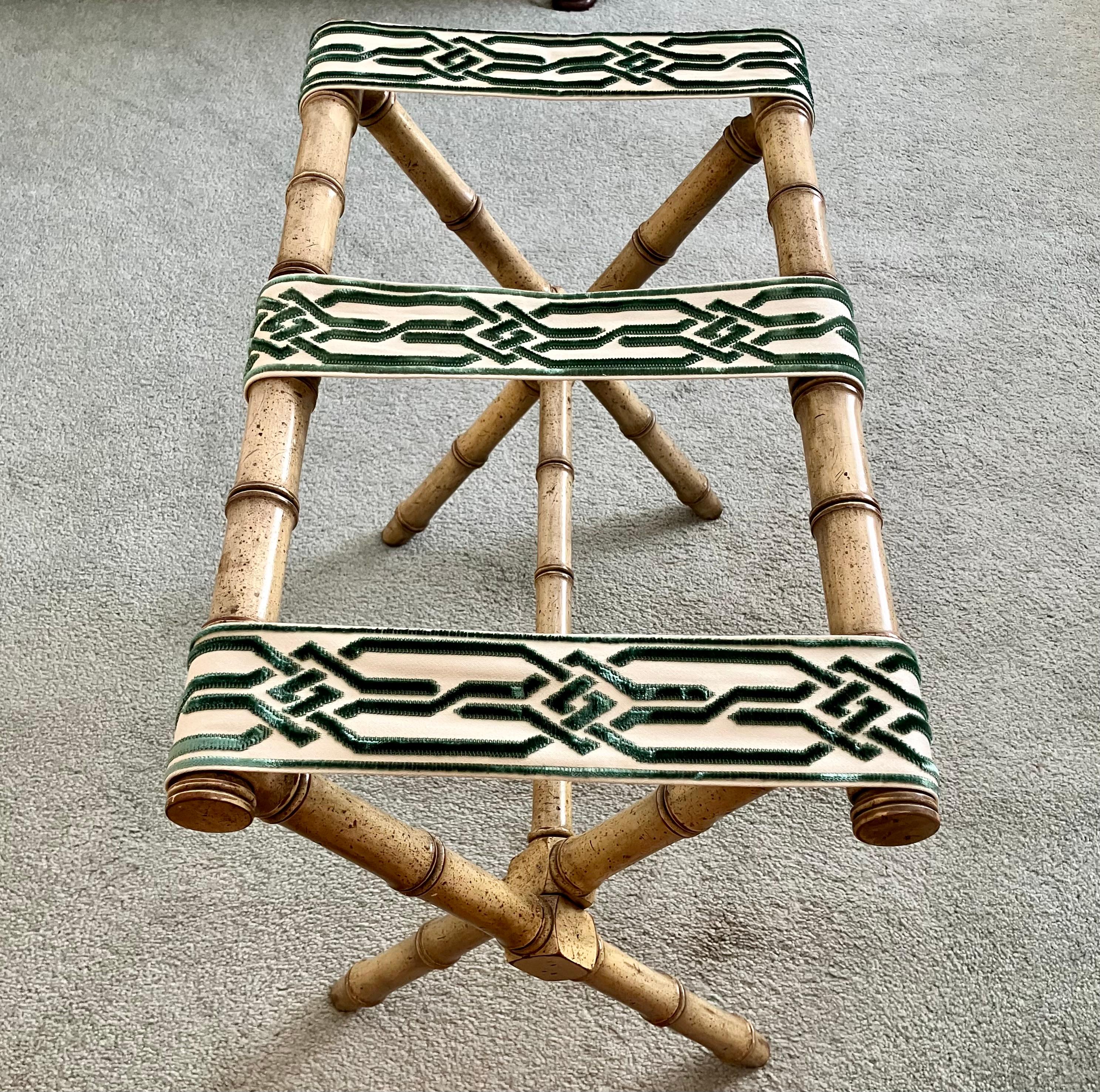 Bamboo and Green Velvet Luggage Rack 2
