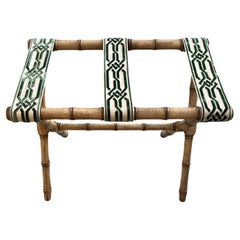 Bamboo and Green Velvet Luggage Rack