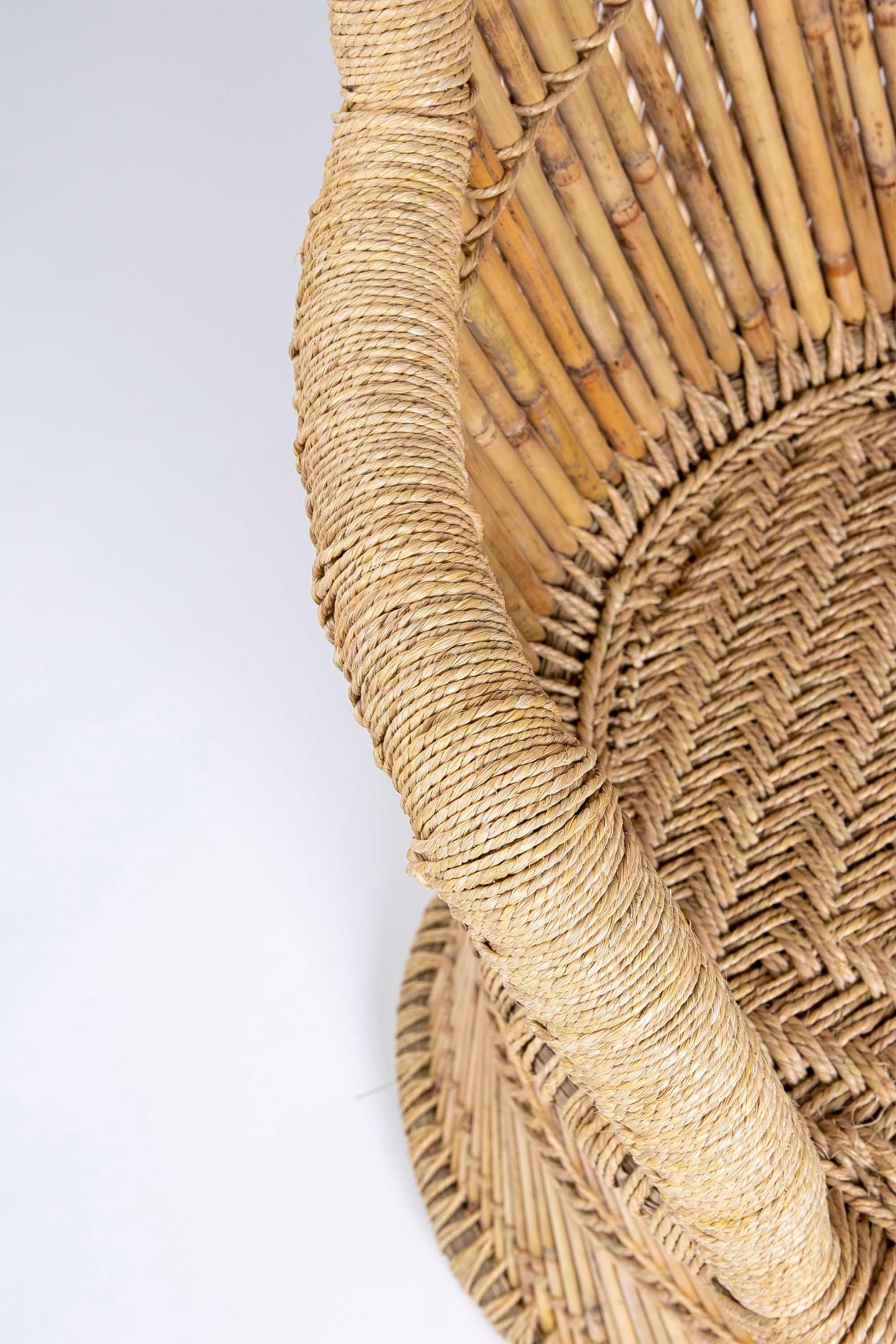 Bamboo and Hand-Stiched Rope Armchair For Sale 11