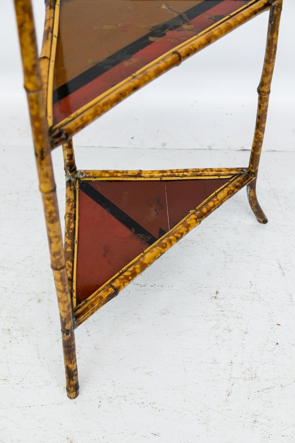 Late 19th Century Bamboo and Lacquer Corner Shelf For Sale