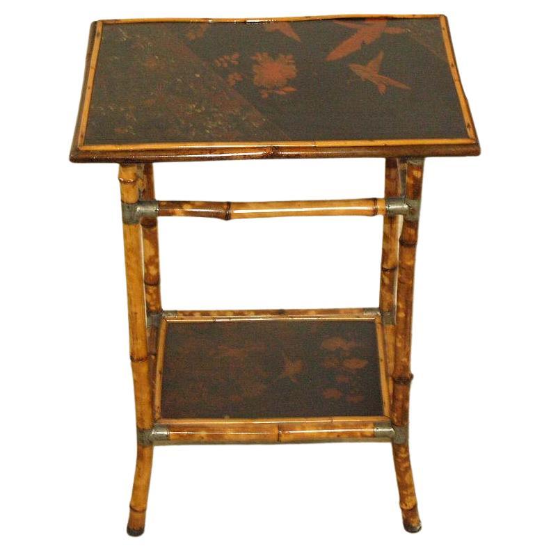 English Bamboo and Lacquer Side Table at 1stDibs
