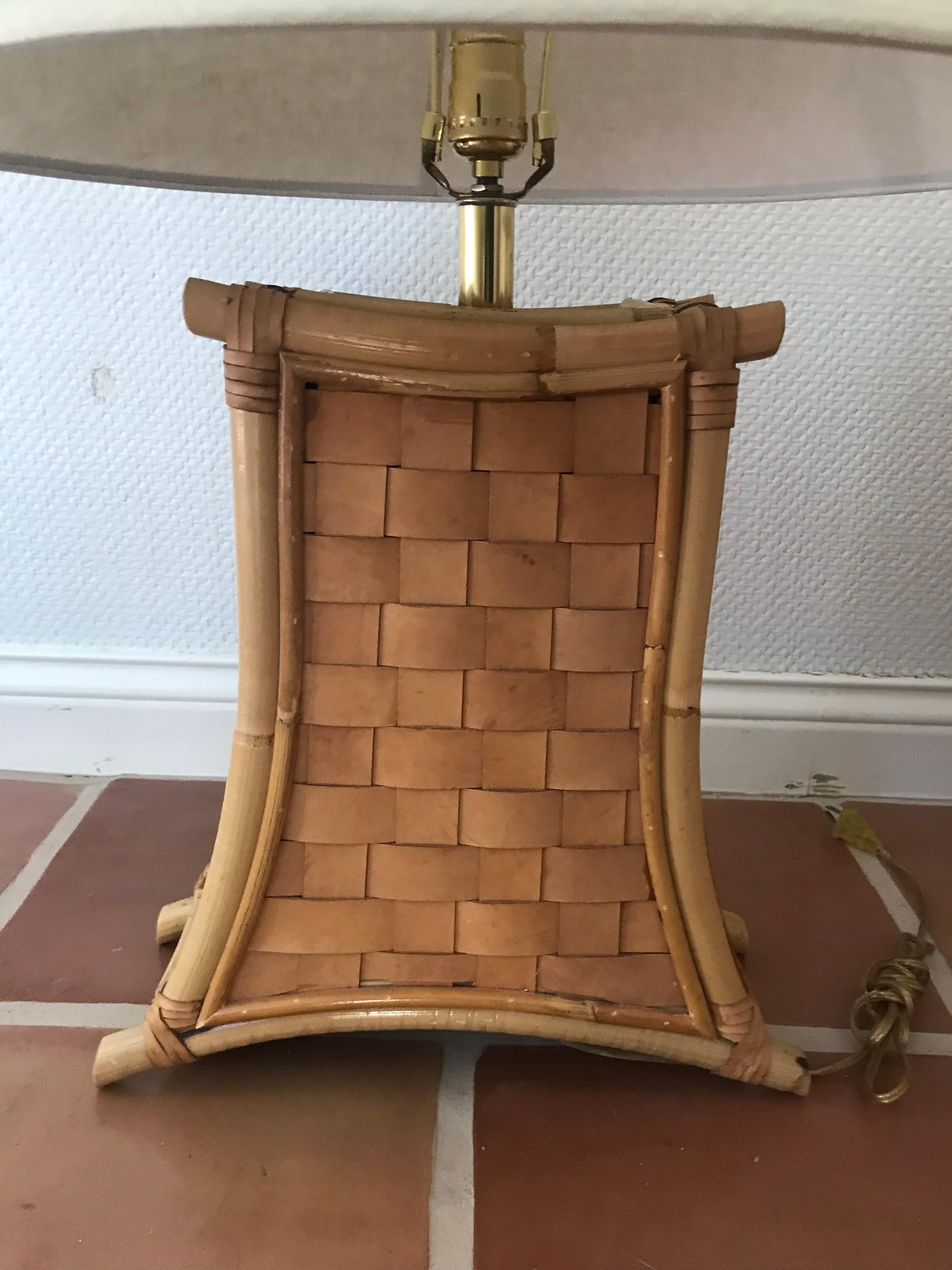 North American Bamboo and Leather Strap Lamps For Sale