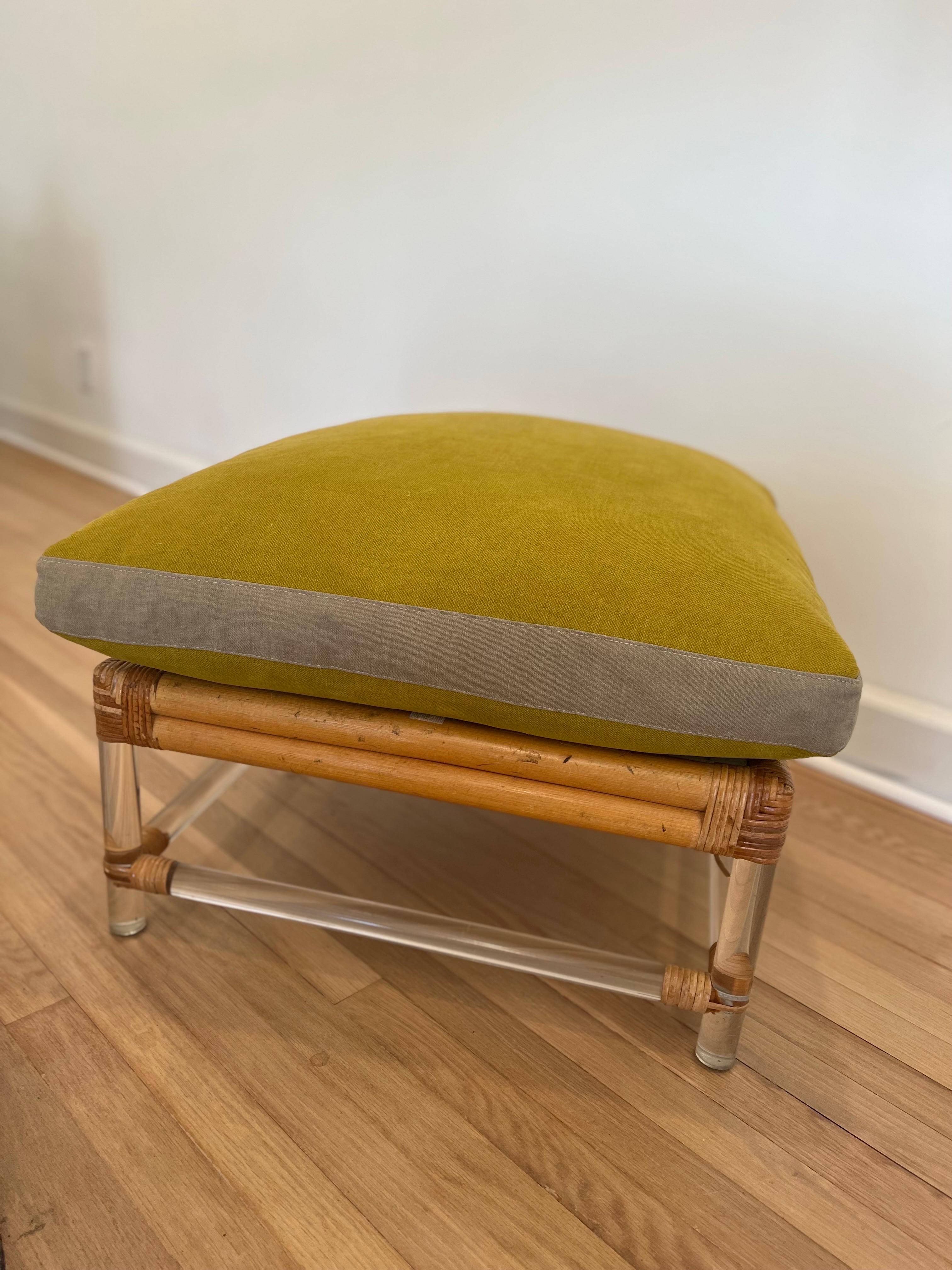 Bamboo and Lucite Ottoman Made by Four Seasons for McGuire 2
