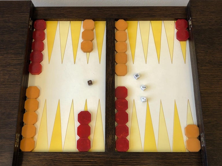 Bamboo and Oak Backgammon Game Table and Chairs by McGuire at 1stDibs