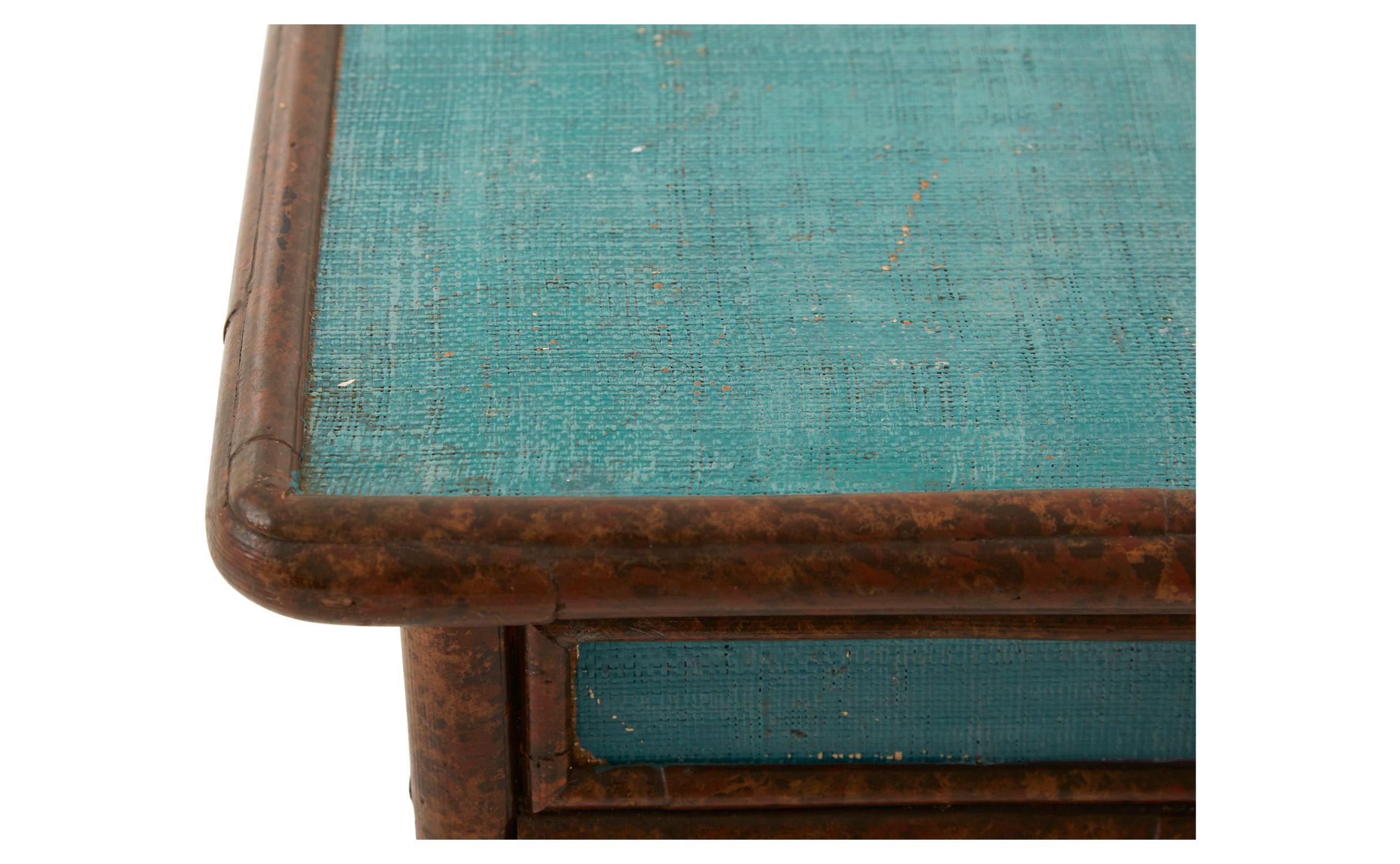 20th Century Bamboo and Painted Grass Cloth Desk
