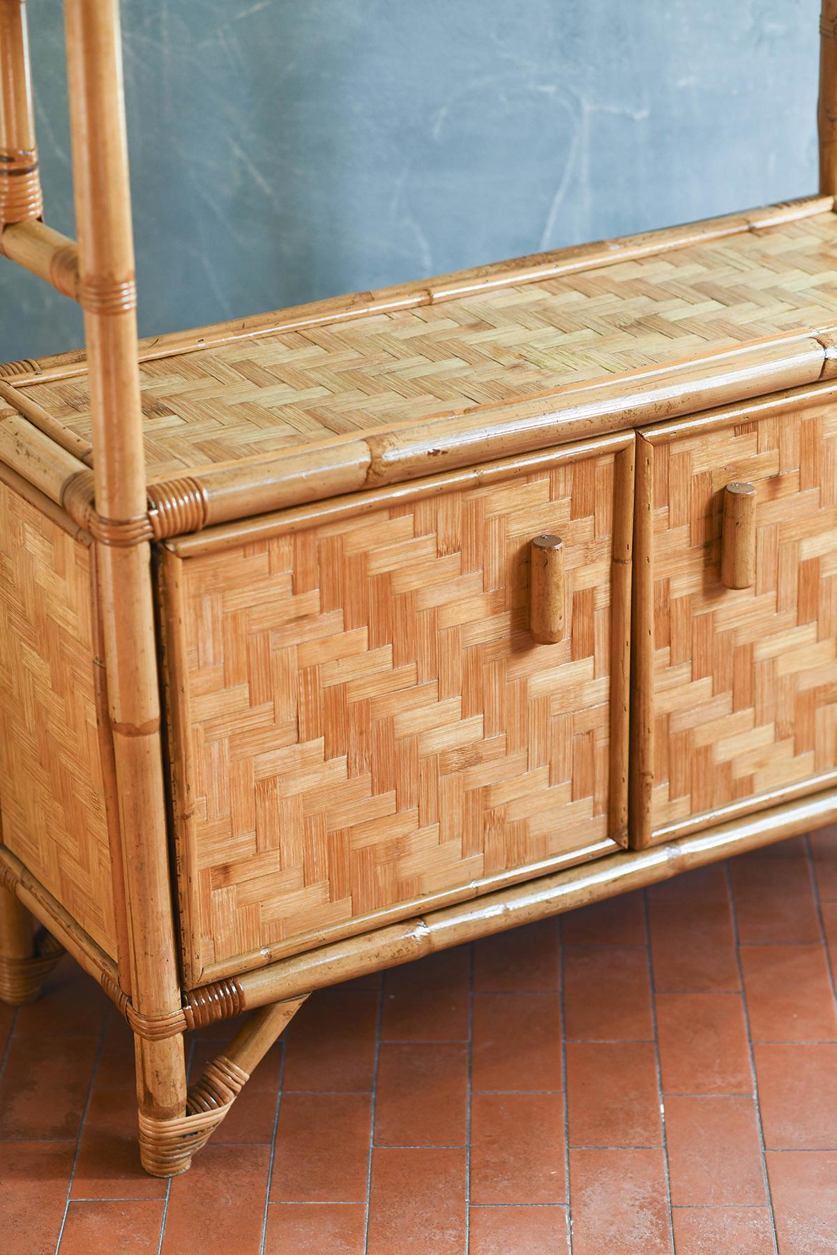 European Bamboo and pressed bamboo sideboard, 1980  For Sale