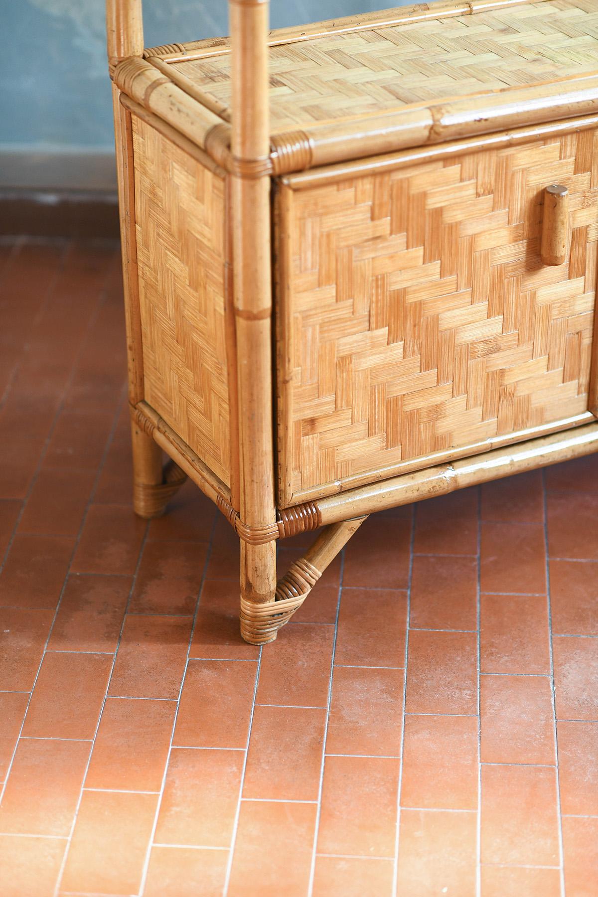 Bamboo and pressed bamboo sideboard, 1980  For Sale 1