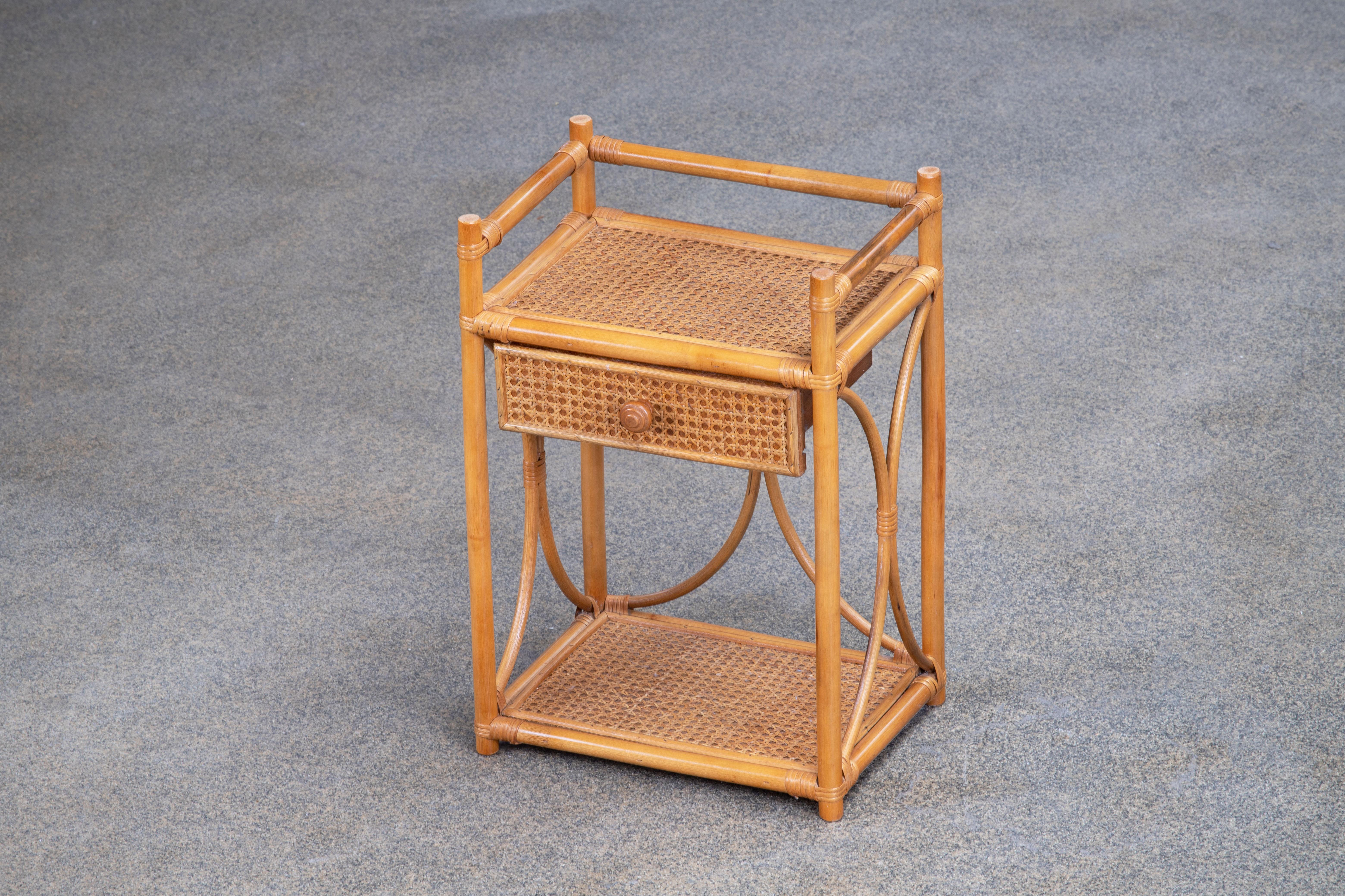 Bamboo and Rattan Albini Inspired Side Table or End Table, Italy, 1960s 3