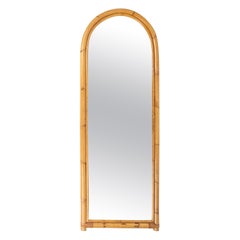 Bamboo and Rattan Arched Wall Mirror, Italy, 1970s