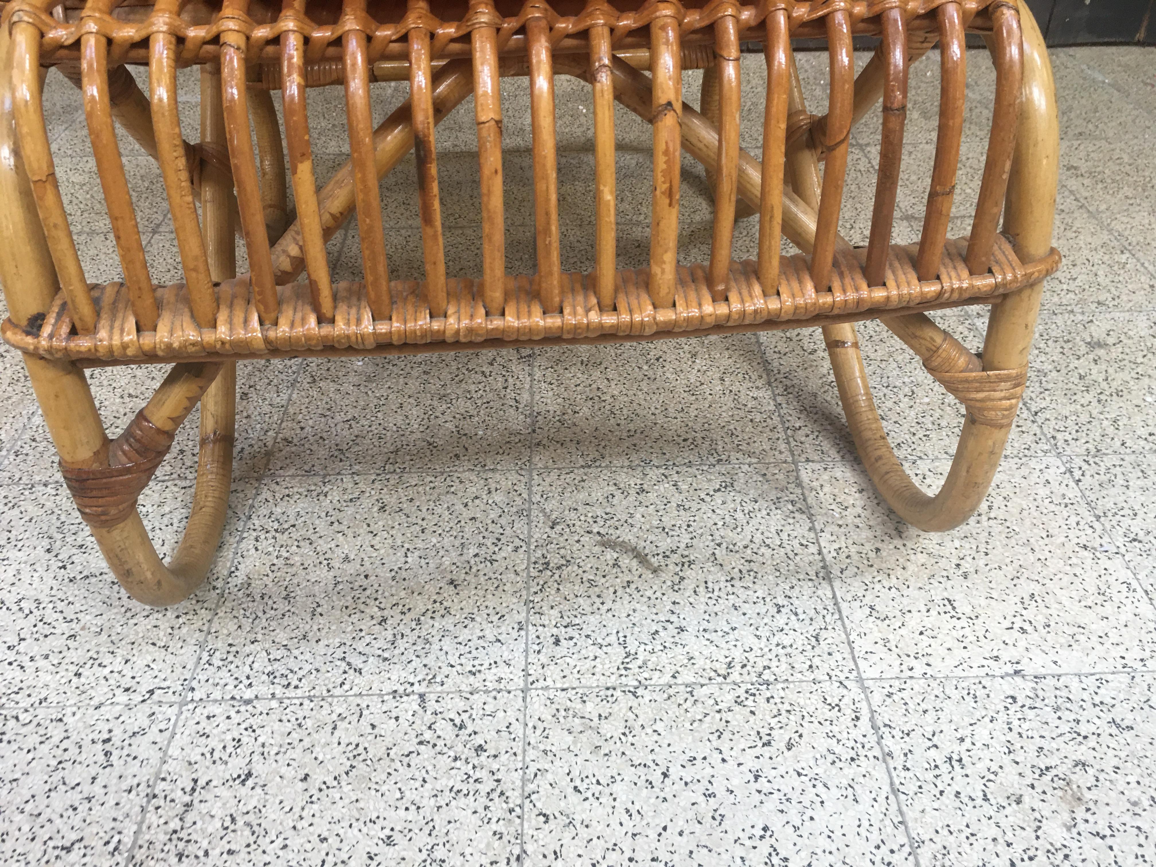 Bamboo and Rattan Armchair, circa 1970 For Sale 5