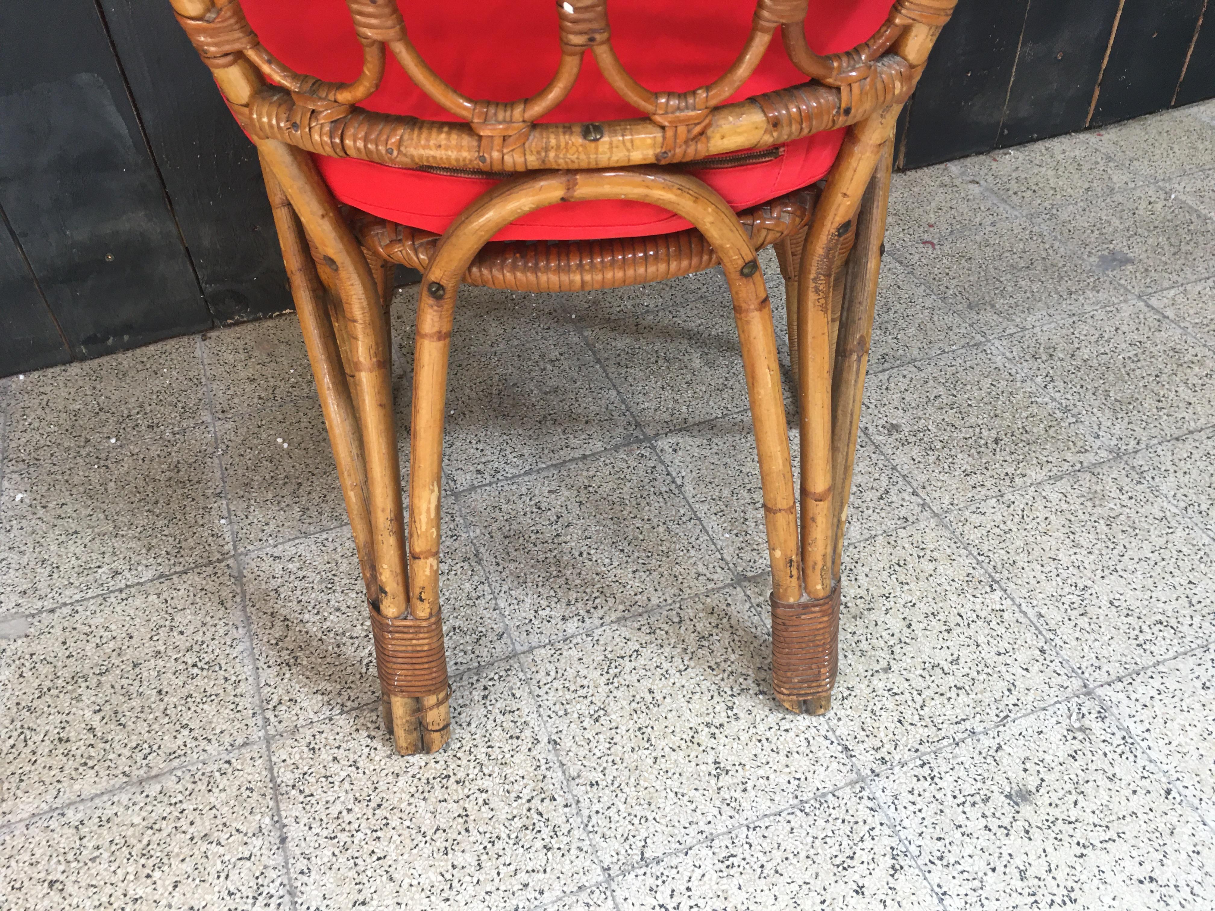  Bamboo and Rattan Armchair, circa 1970 For Sale 5