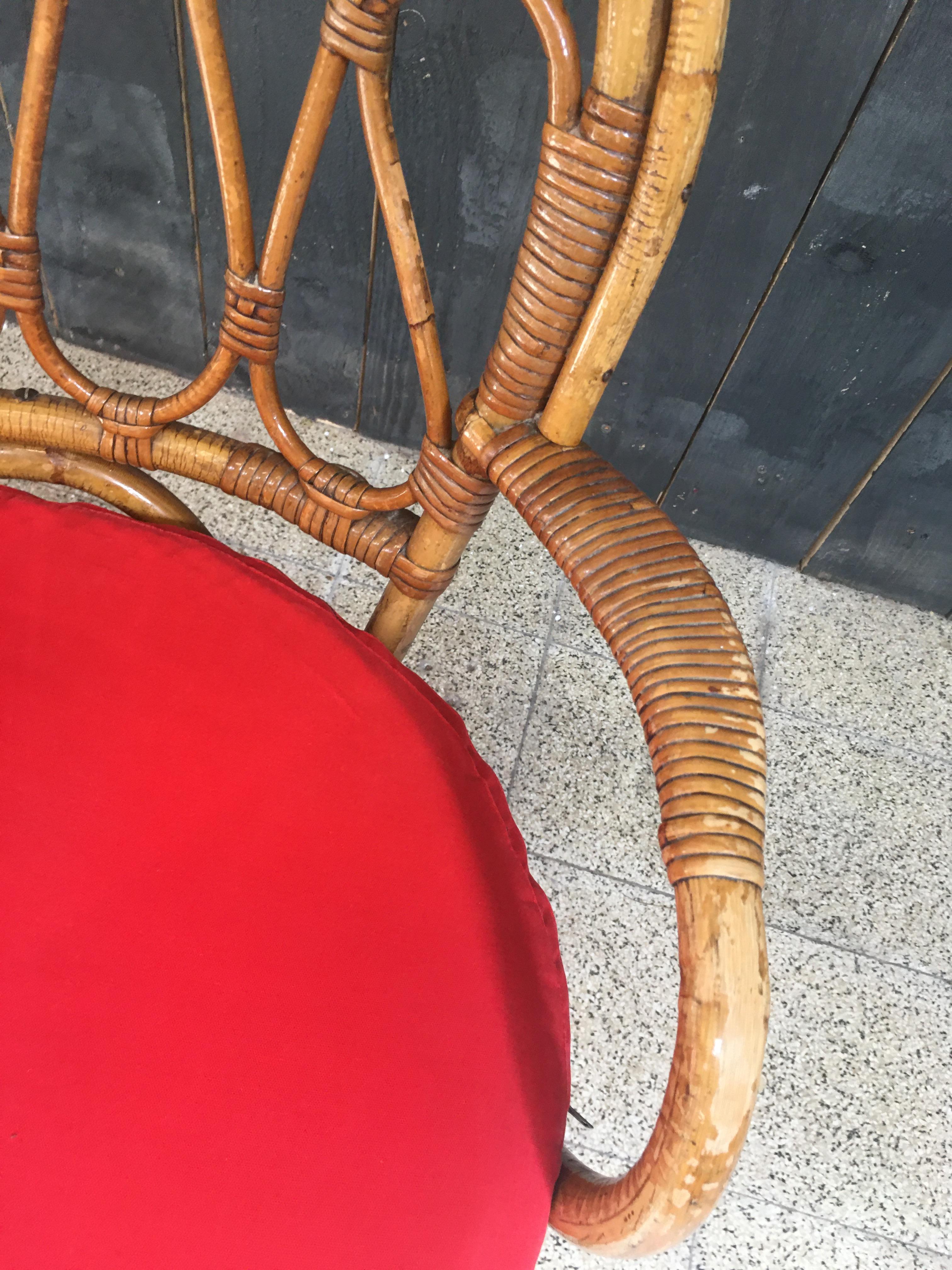  Bamboo and Rattan Armchair, circa 1970 For Sale 6