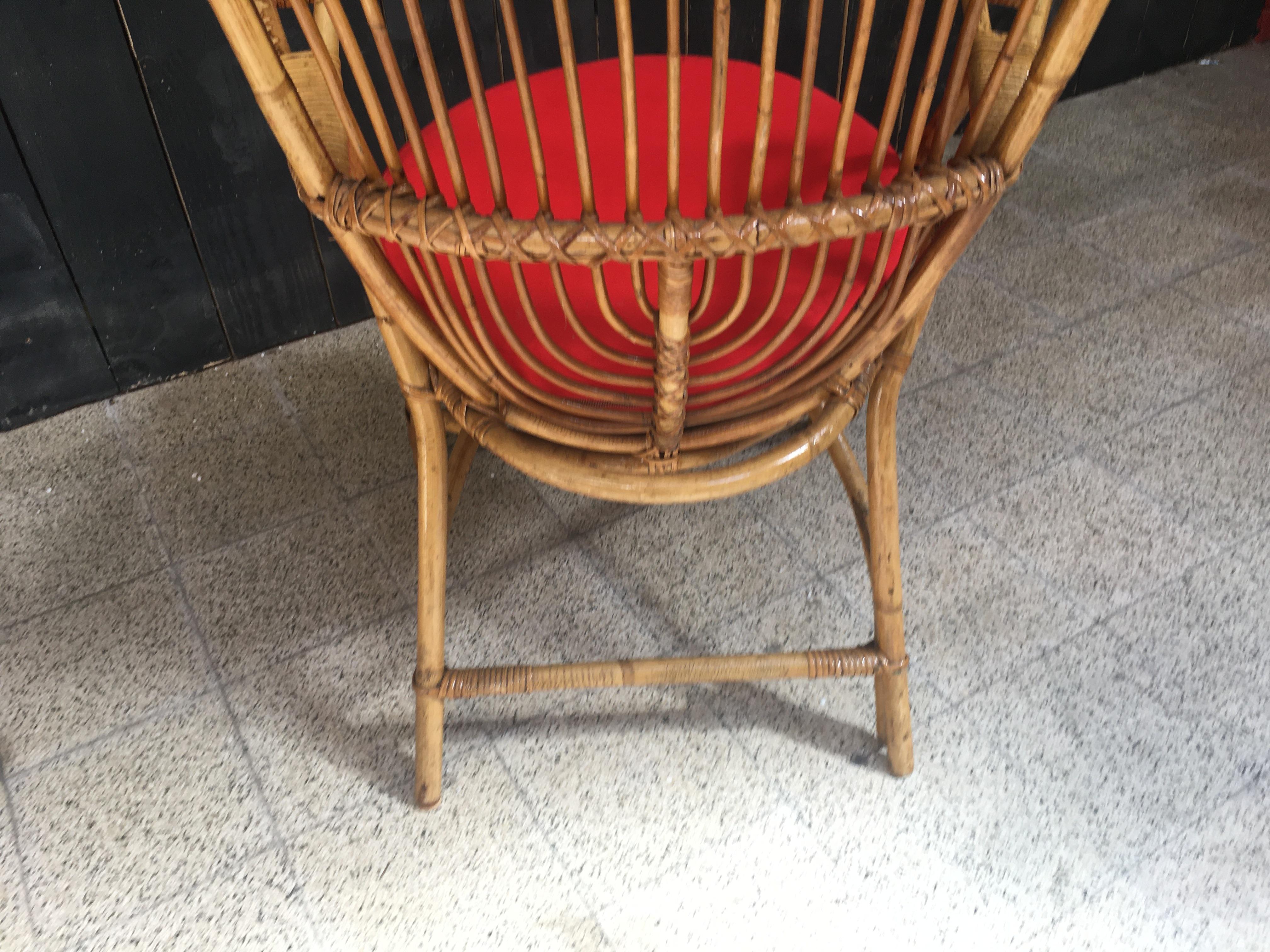 Bamboo and Rattan Armchair, circa 1970 For Sale 6