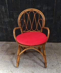 Poltrona in bambù e rattan, 1970 circa