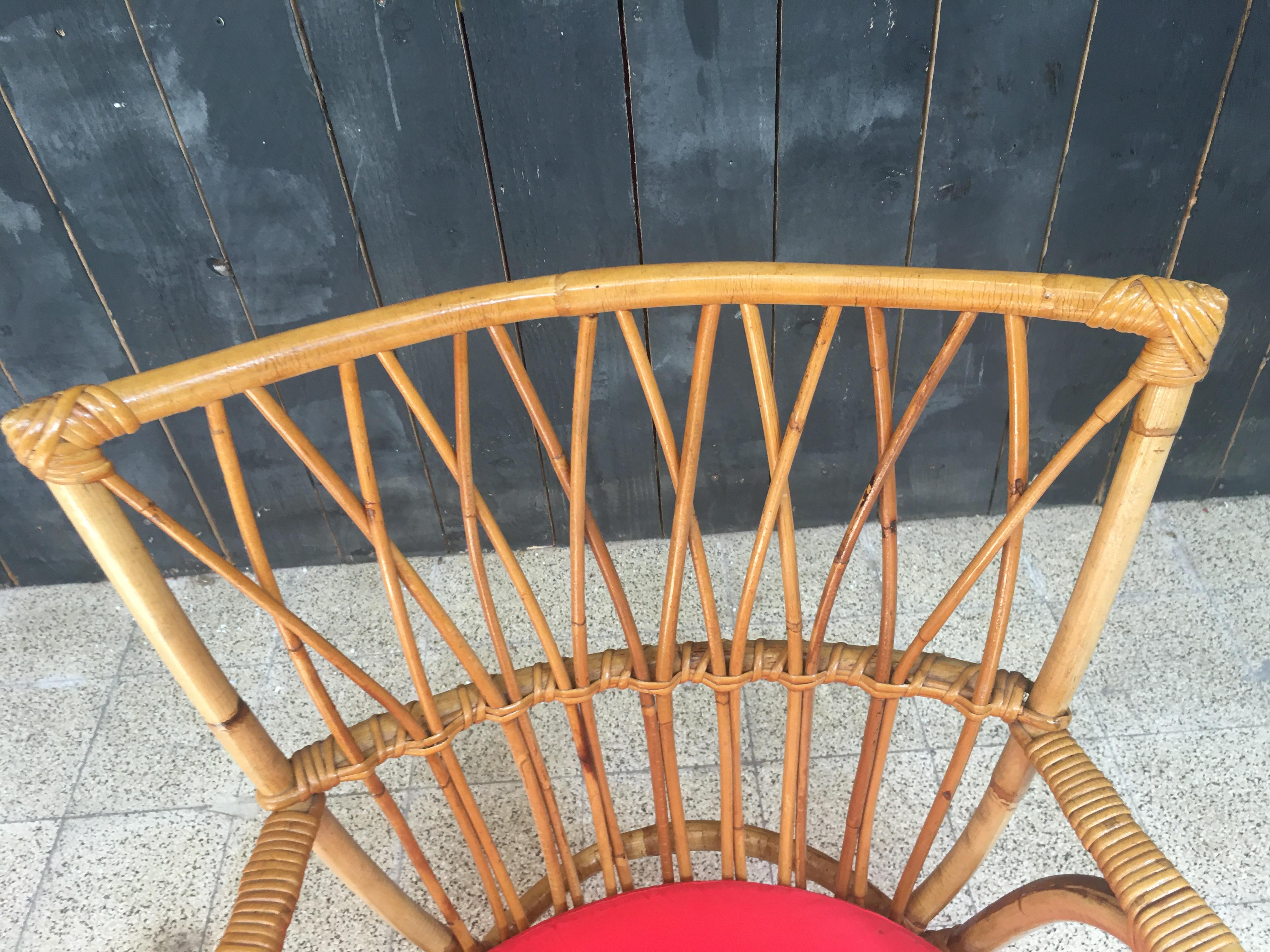 Late 20th Century  Bamboo and Rattan Armchair, circa 1970 For Sale