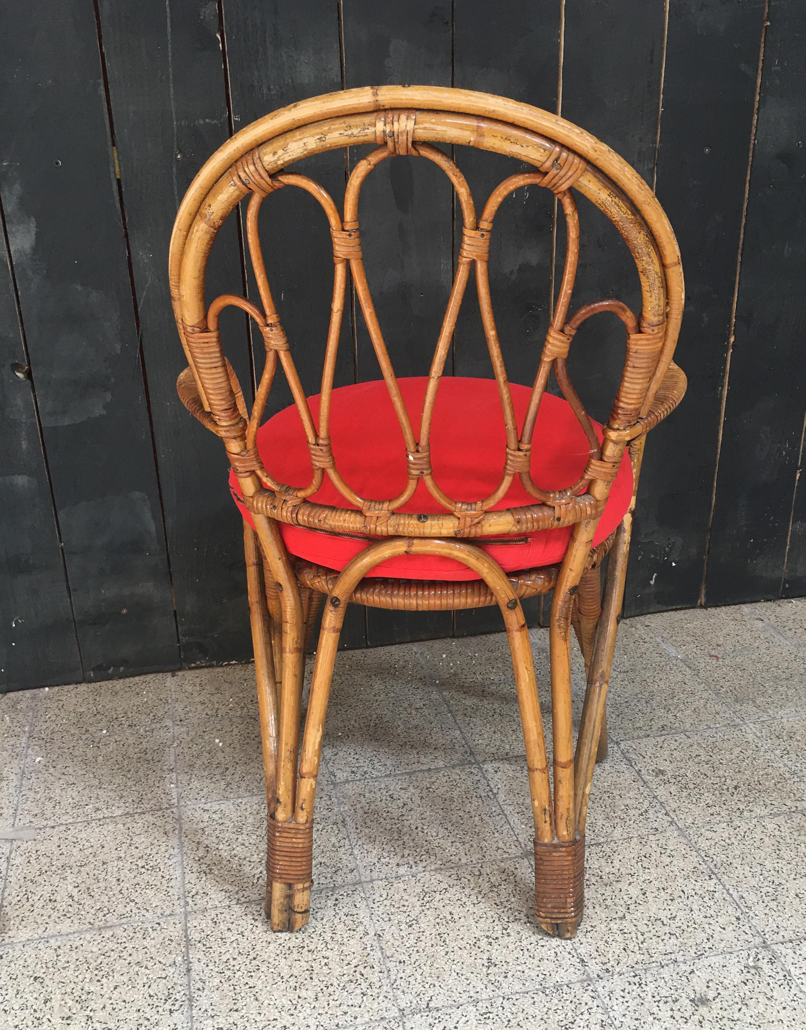 Fine XX secolo Poltrona in bambù e rattan, 1970 circa in vendita