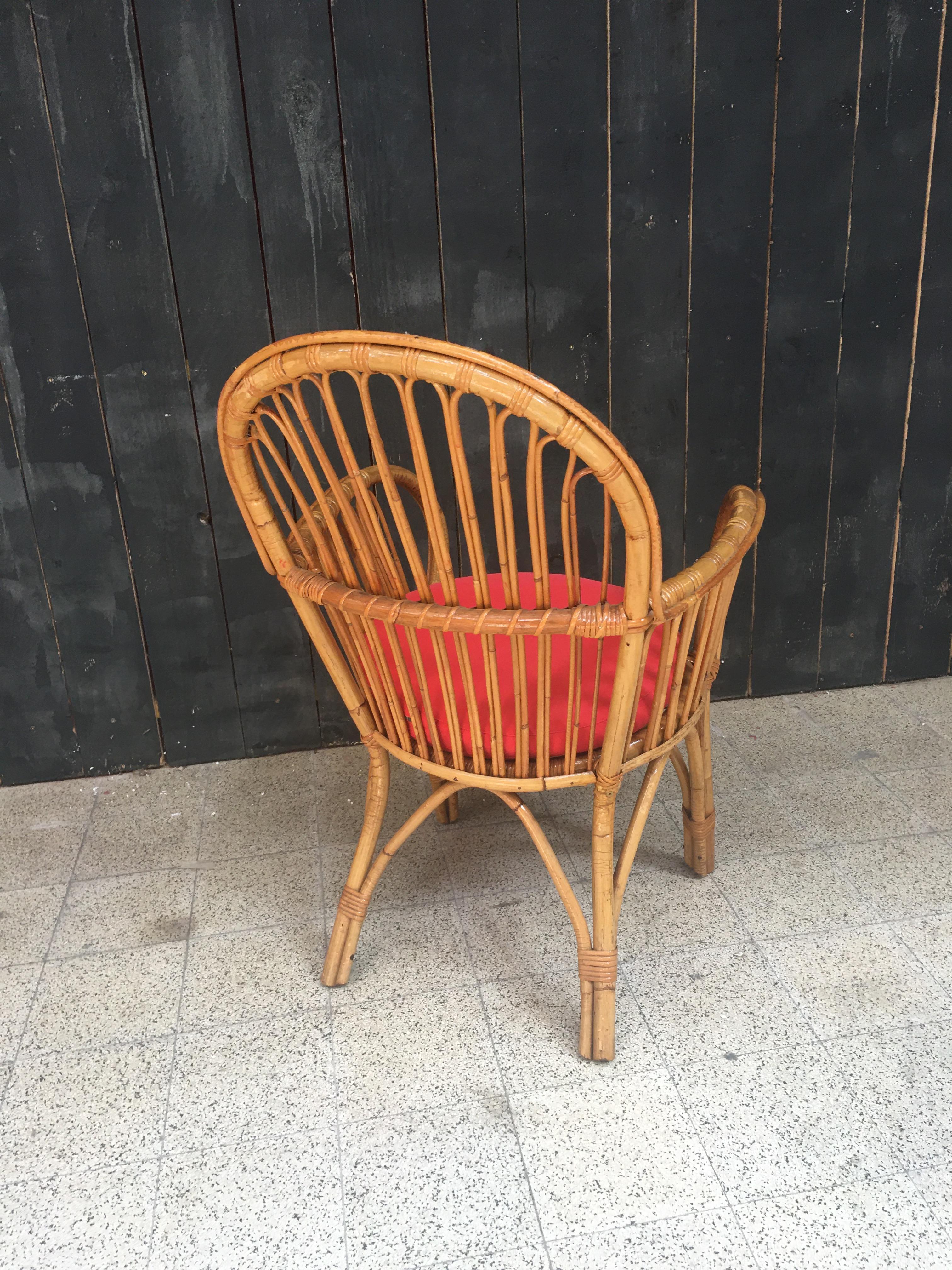 Late 20th Century  Bamboo and Rattan Armchair, circa 1970 For Sale