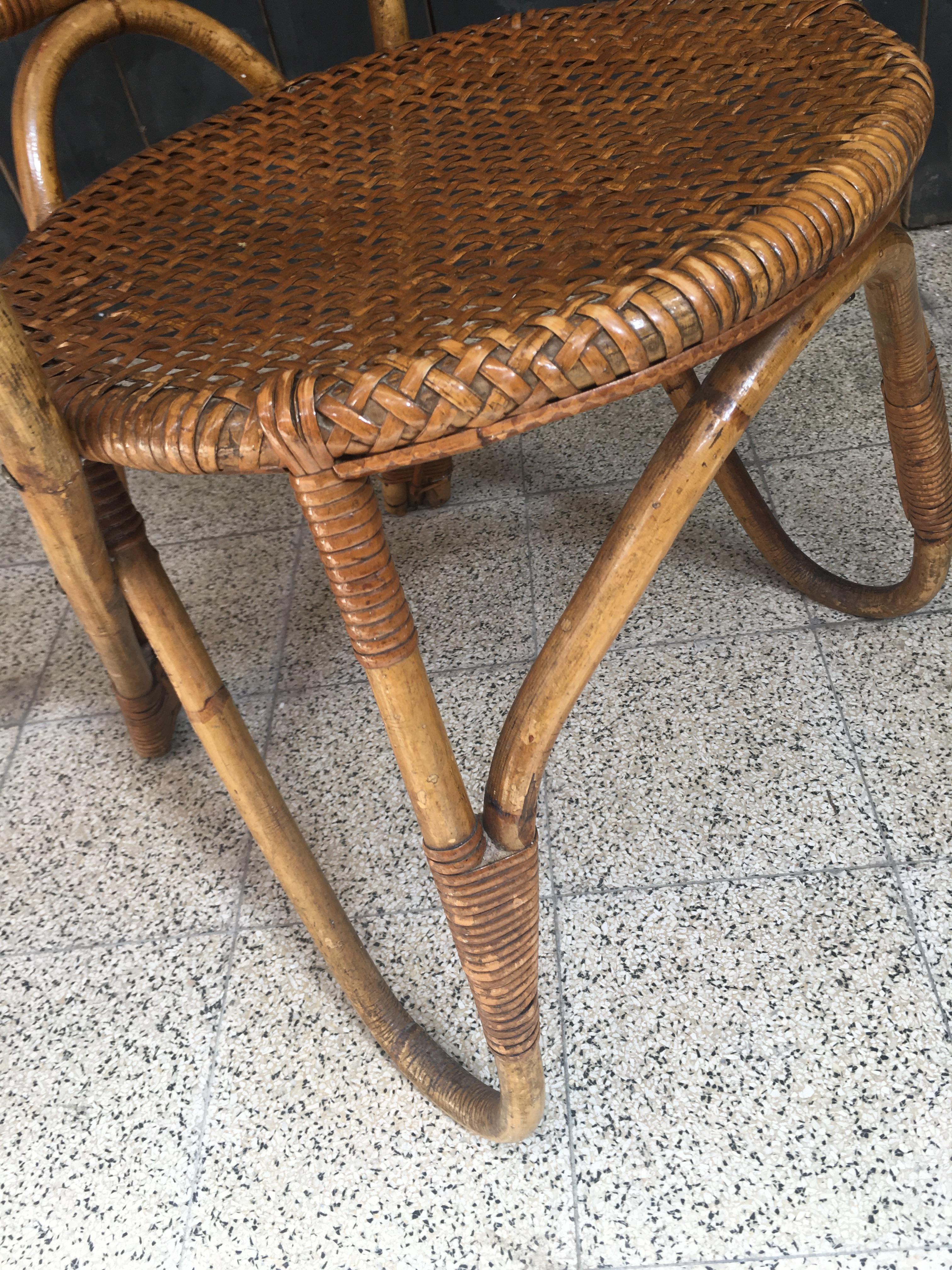  Bamboo and Rattan Armchair, circa 1970 For Sale 2