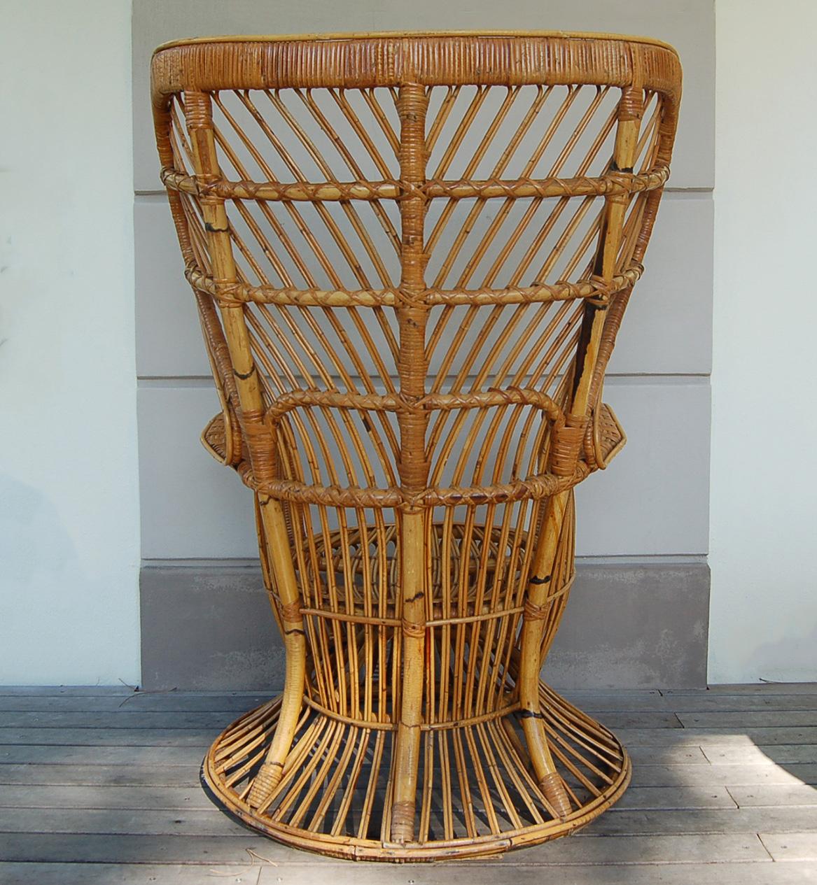 Italian Bamboo and Rattan Armchair Designed by Lio Carminati & Gio Ponti