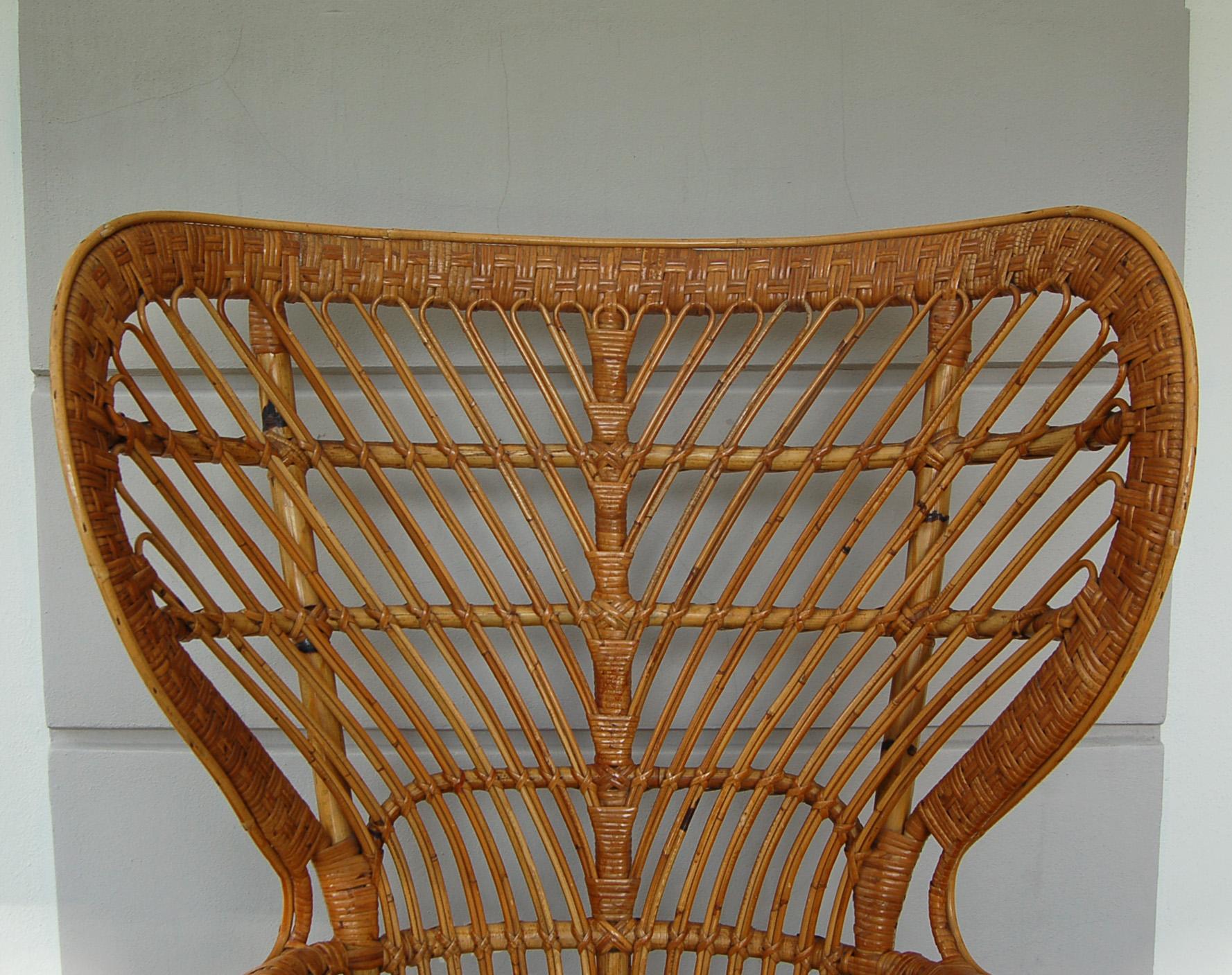 Mid-20th Century Bamboo and Rattan Armchair Designed by Lio Carminati & Gio Ponti