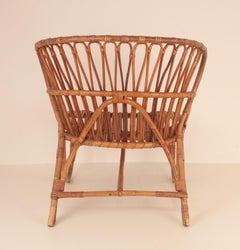 Poltrona in bambù e rattan nello stile di Viggo Boesen, Olanda anni '50