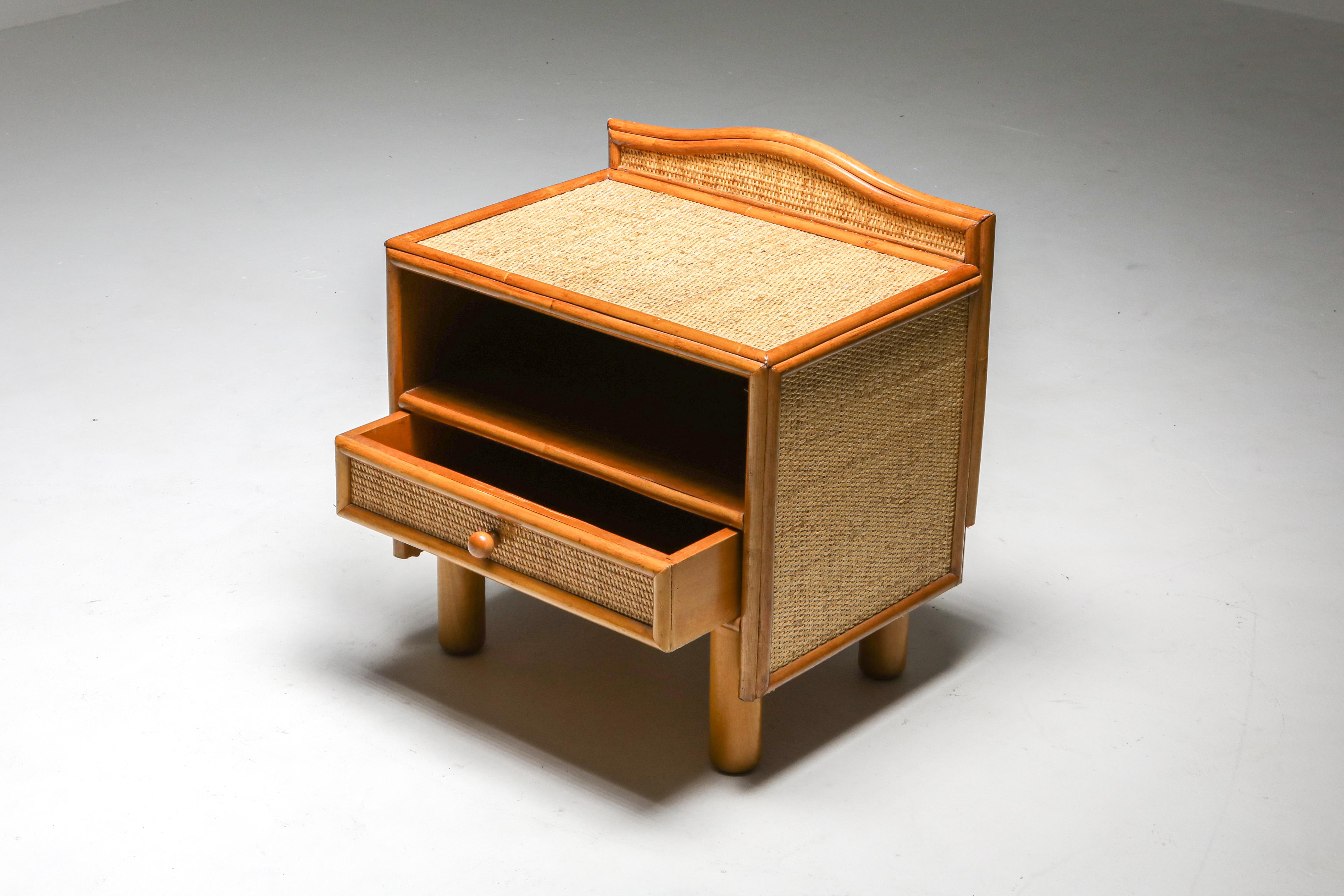 Italian Bamboo and Rattan Bed Side Tables Vivai del Sud