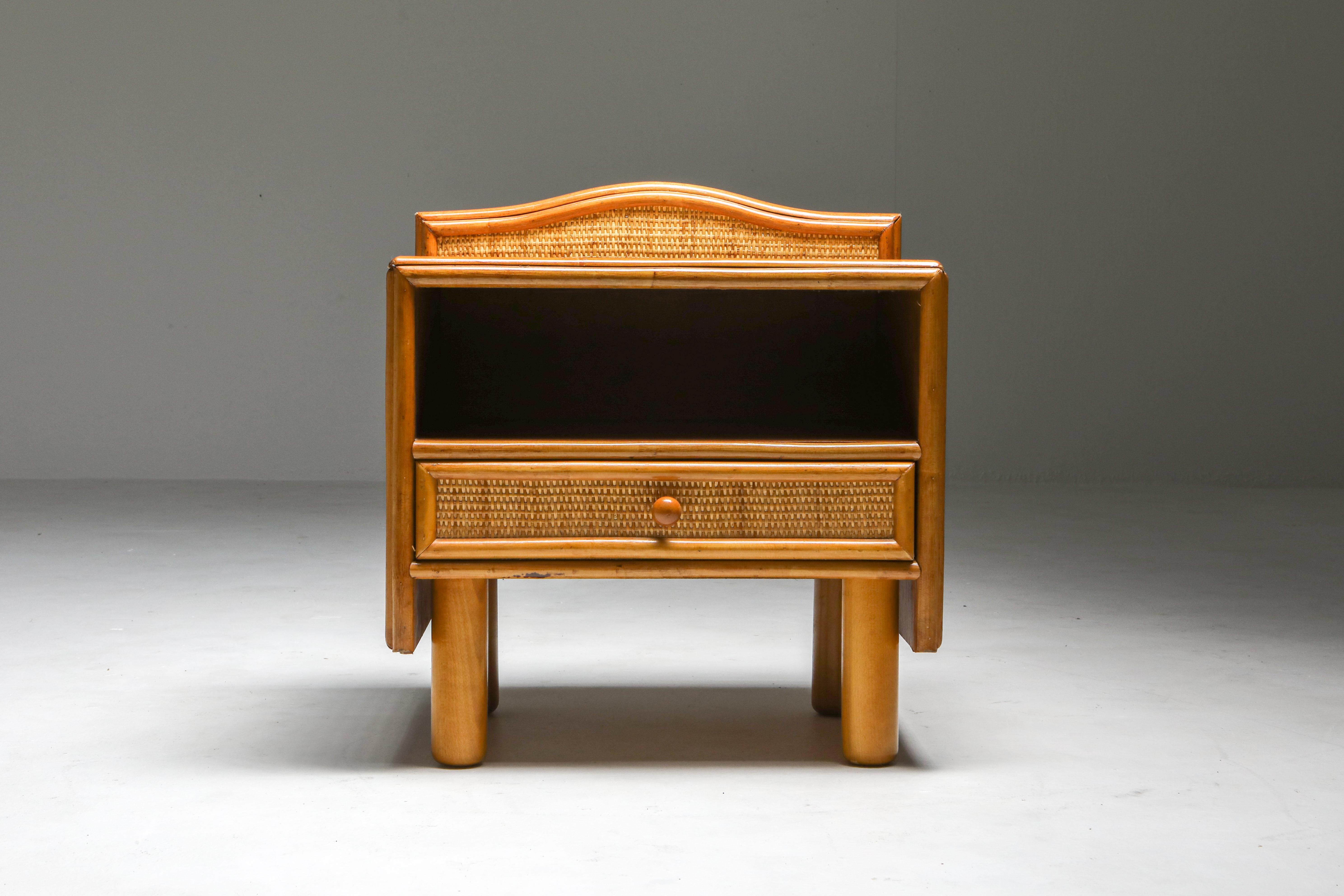 Bamboo and Rattan Bed Side Tables Vivai del Sud In Excellent Condition In Antwerp, BE