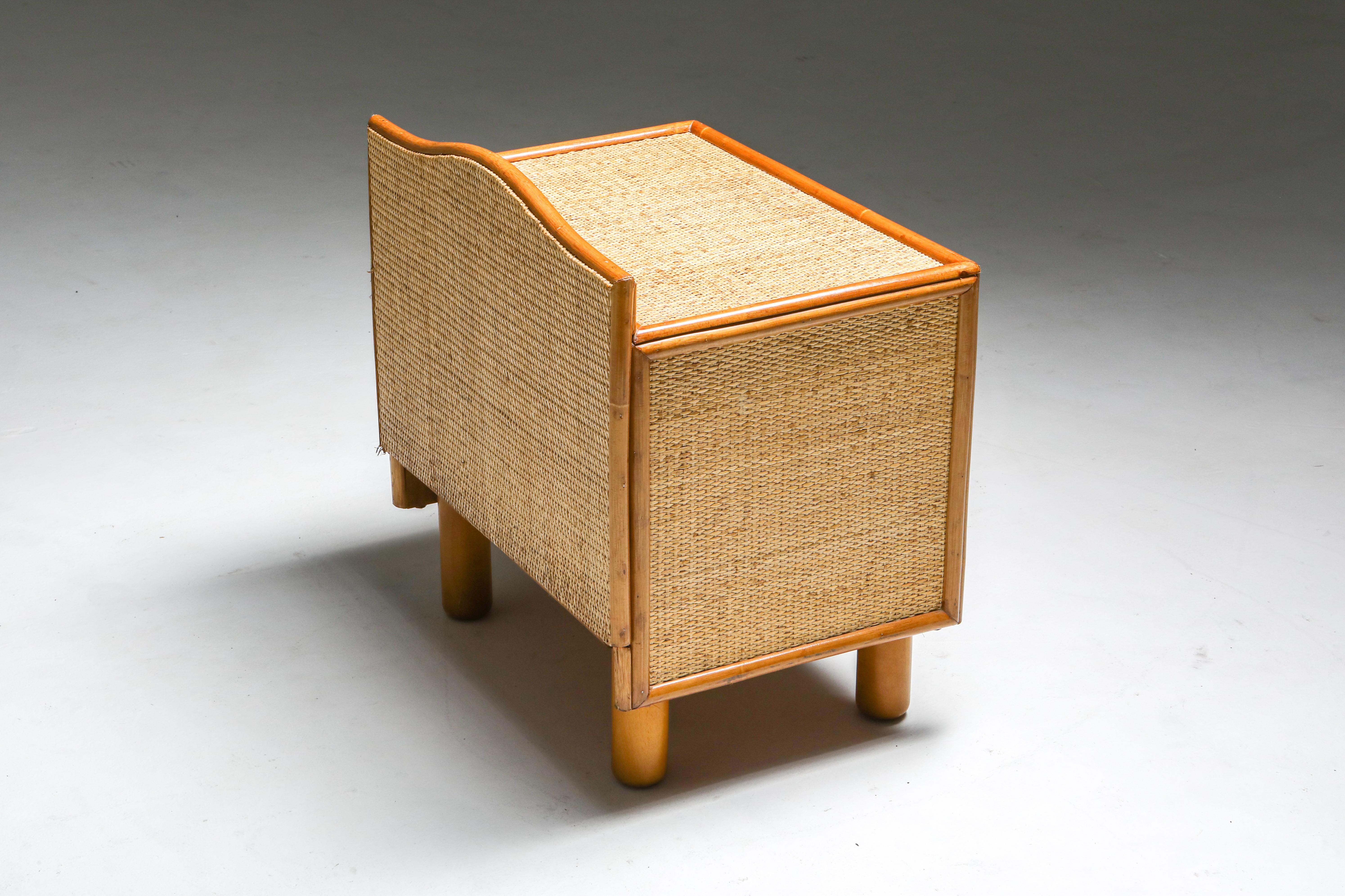 20th Century Bamboo and Rattan Bed Side Tables Vivai del Sud