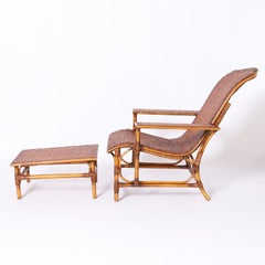 Bamboo and Rattan Chair and Ottoman