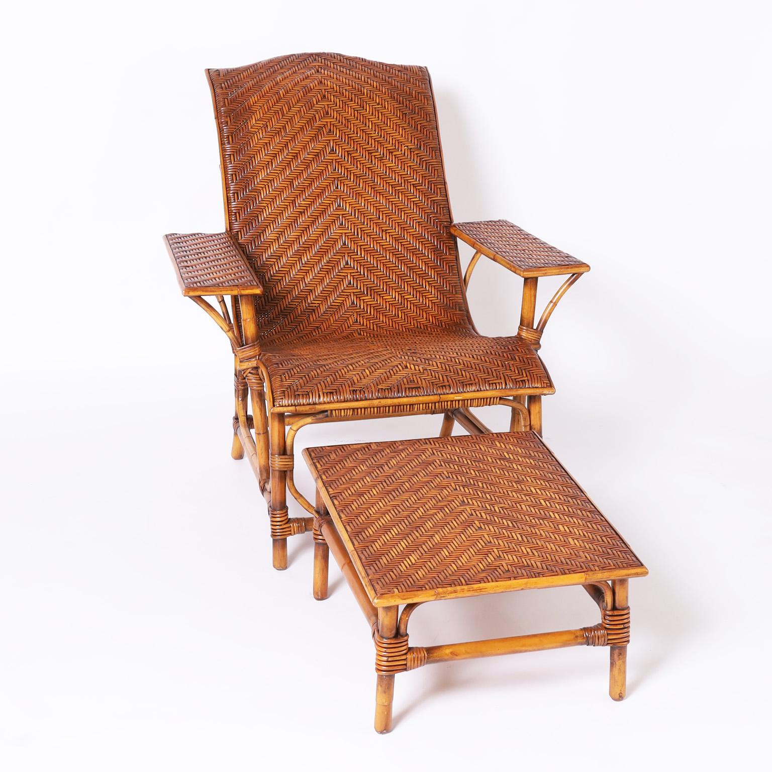 bamboo chair and ottoman