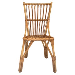 Sedia in bambù e rattan, 1970 circa