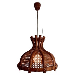 Kronleuchter aus Bambus und Rattan, Italien 1960er Jahre