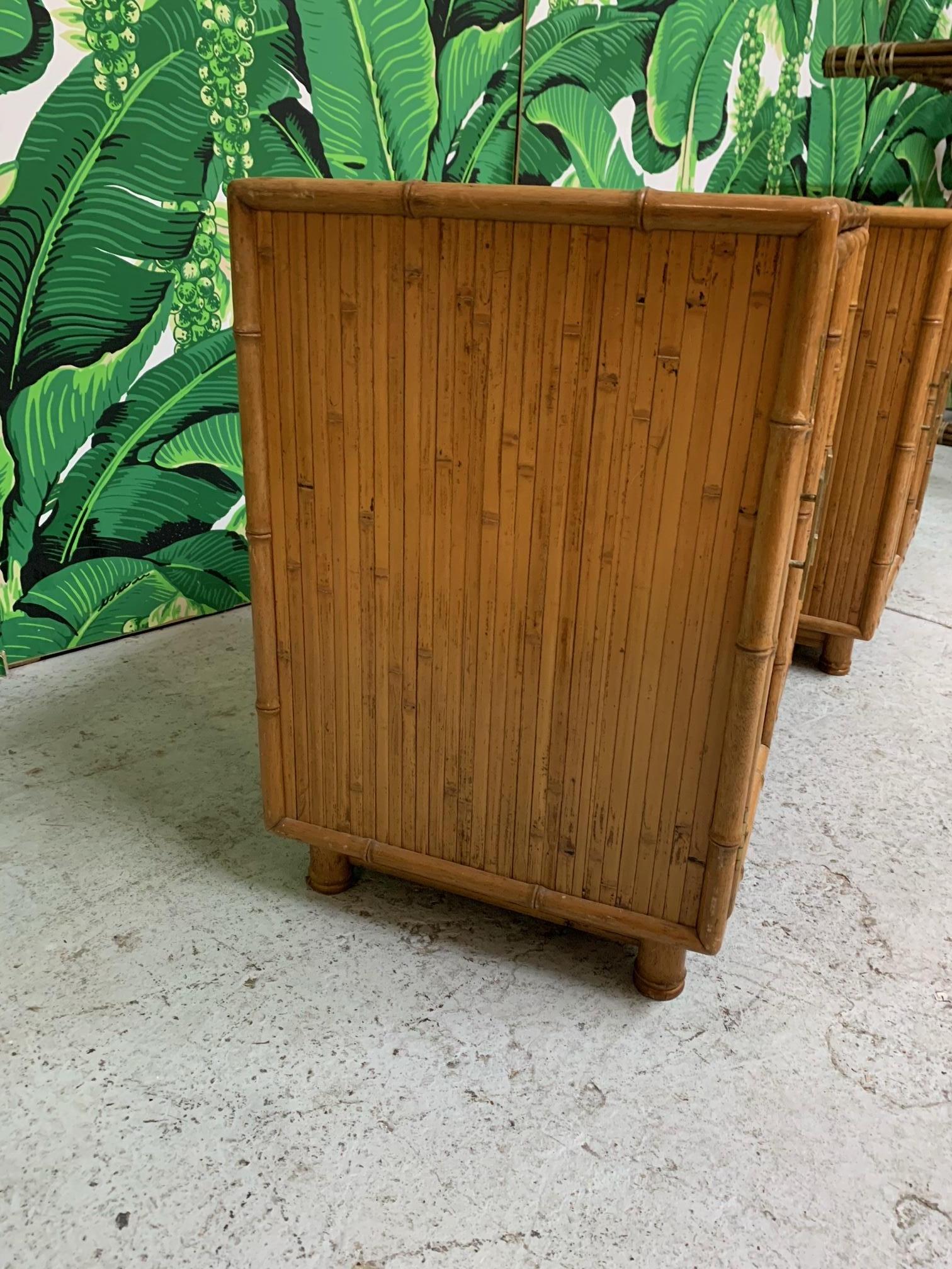 Bamboo and Rattan Chinoiserie Nightstands In Good Condition In Jacksonville, FL
